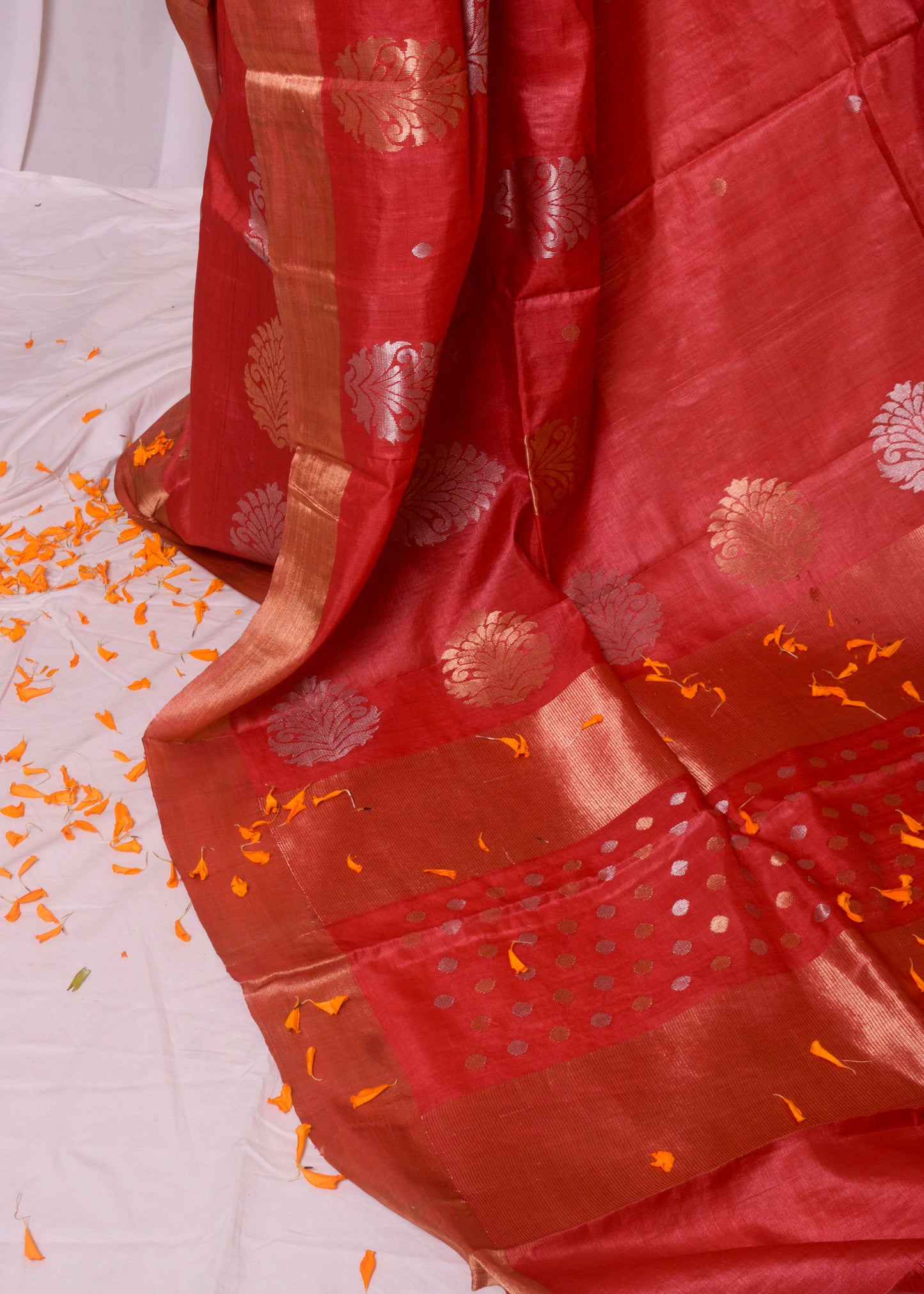 Red Kosa silk saree