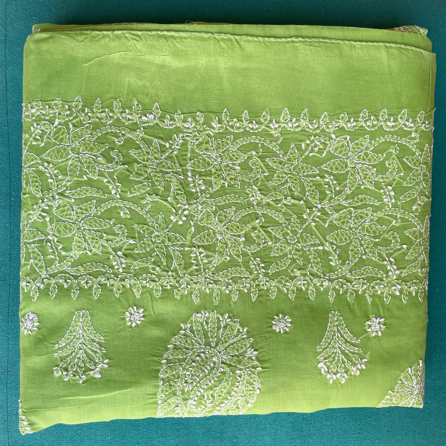 Green chikankari cotton