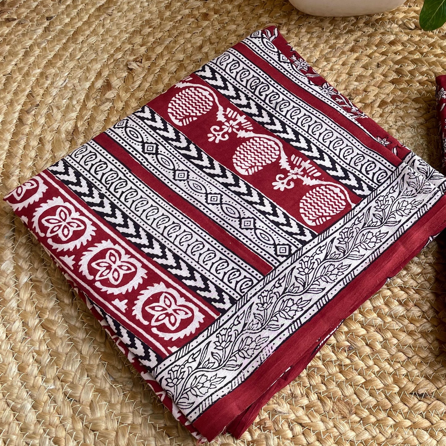 Maroon floral Bagh Print Saree