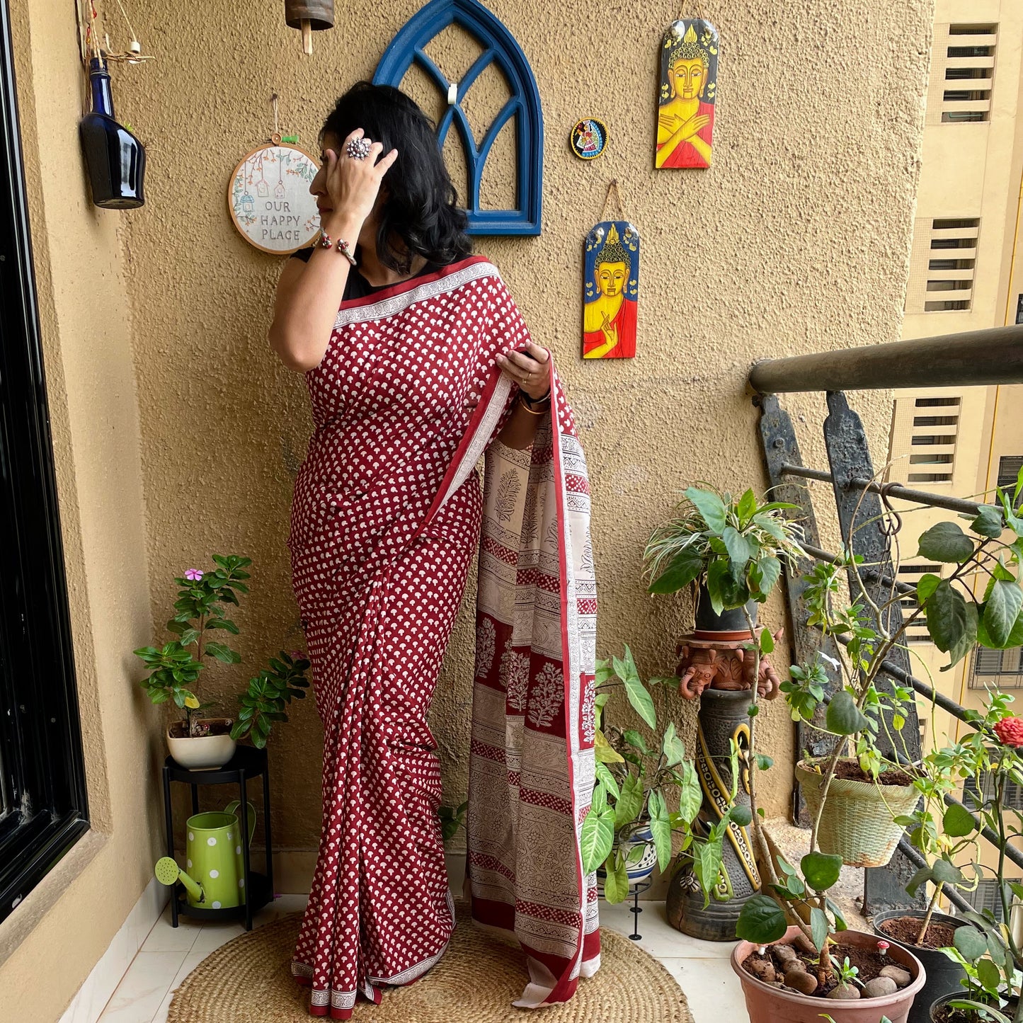 Bagh Print mushroom Saree