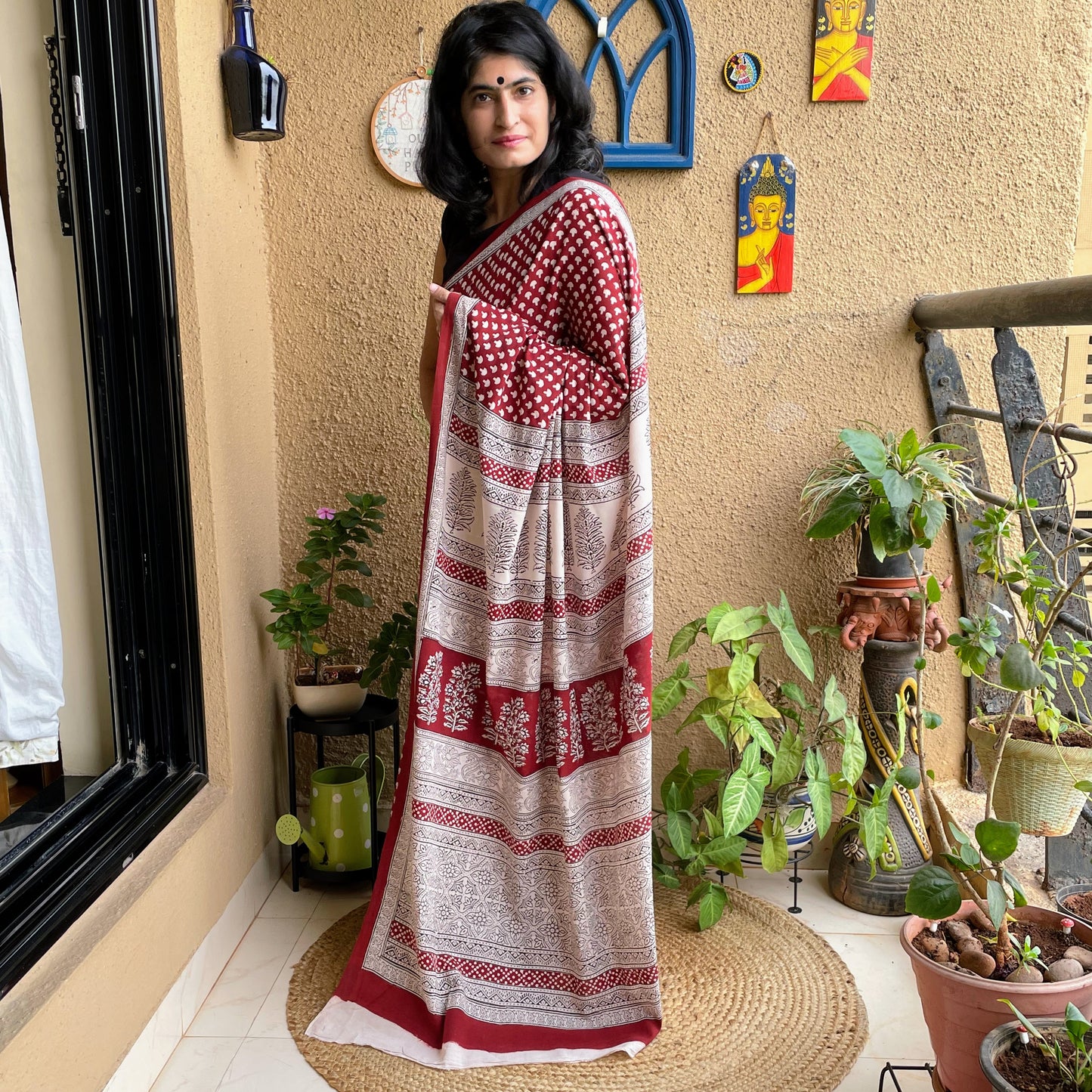 Bagh Print mushroom Saree