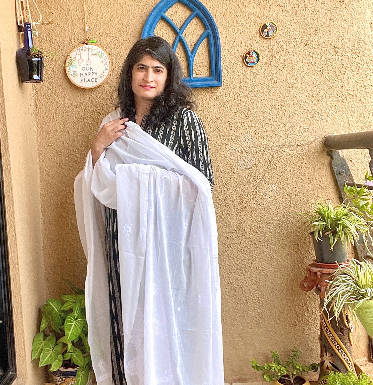 White MulMul Chikankari Dupatta
