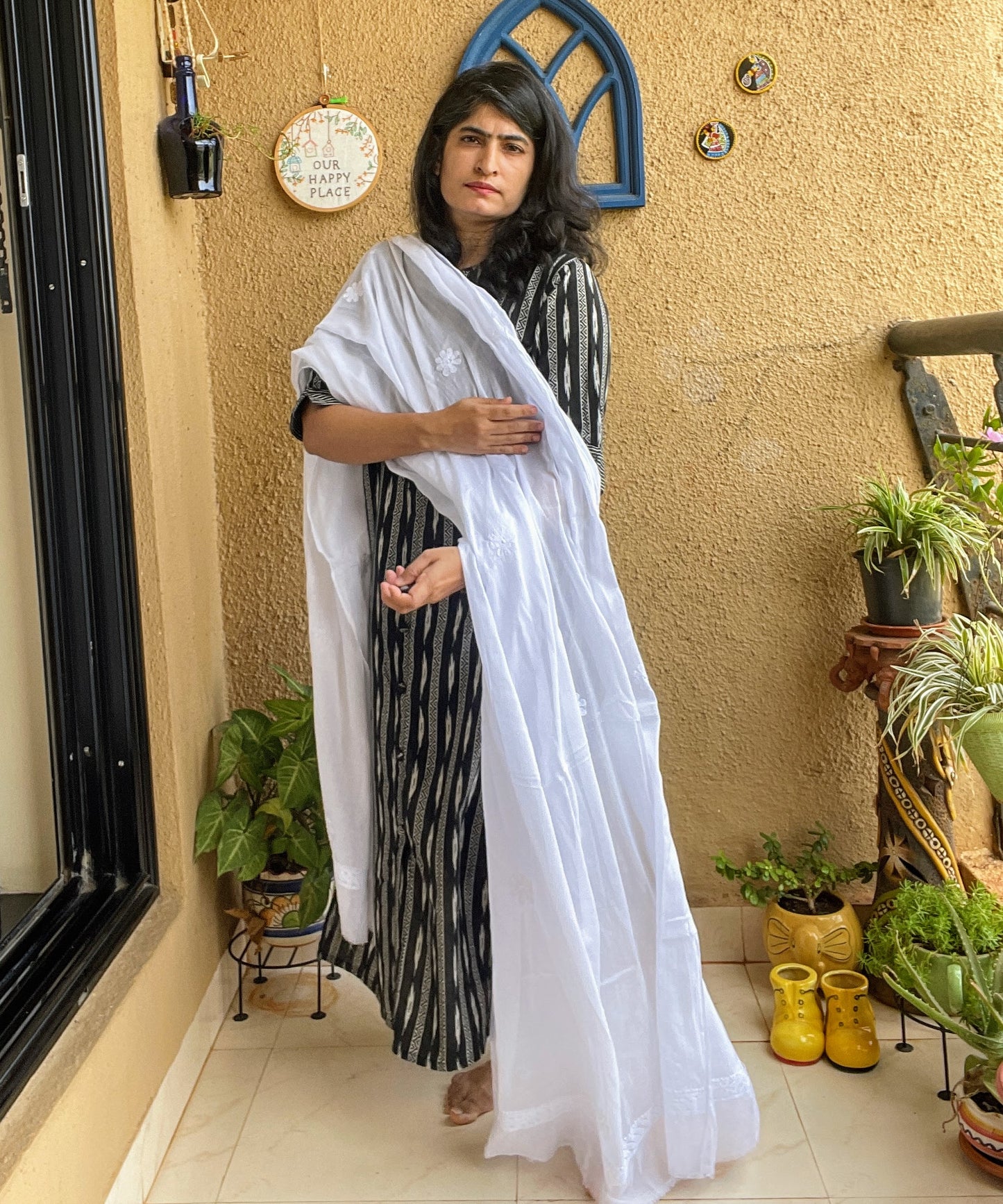 White MulMul Chikankari Dupatta