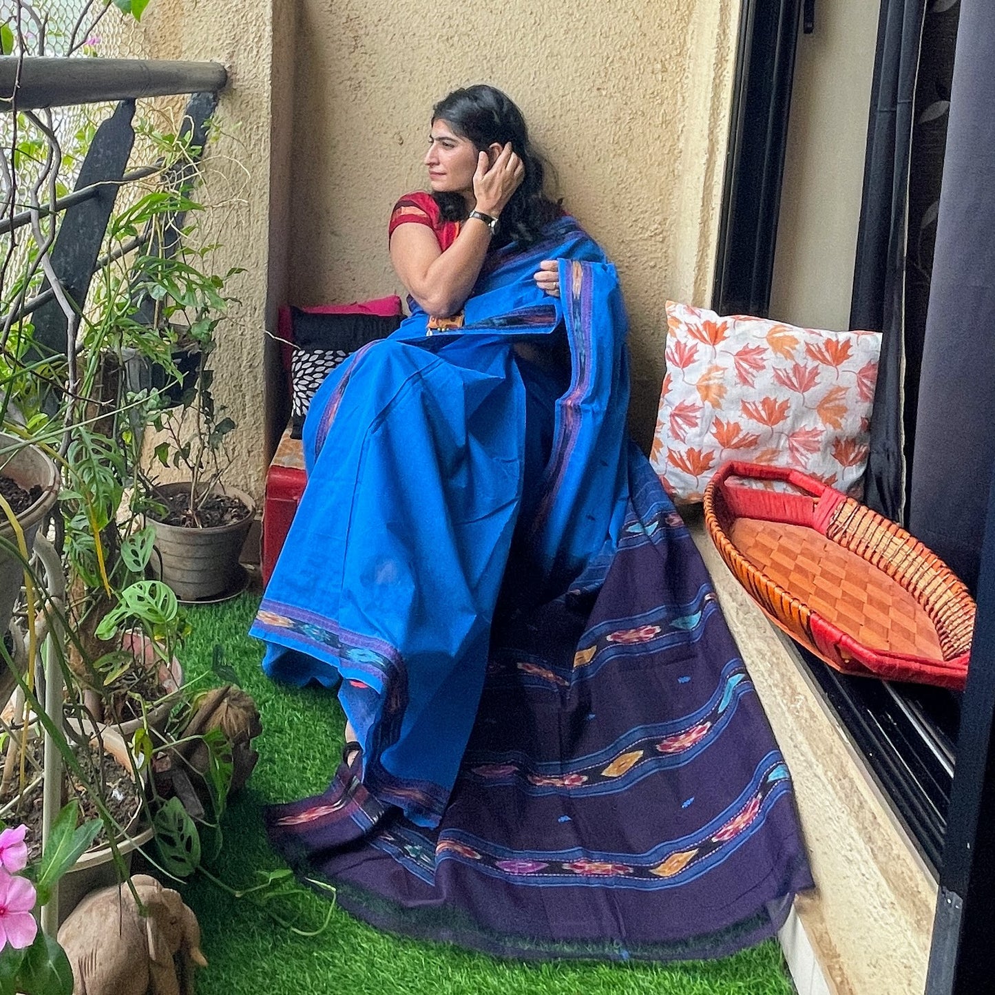 Blue ikat cotton