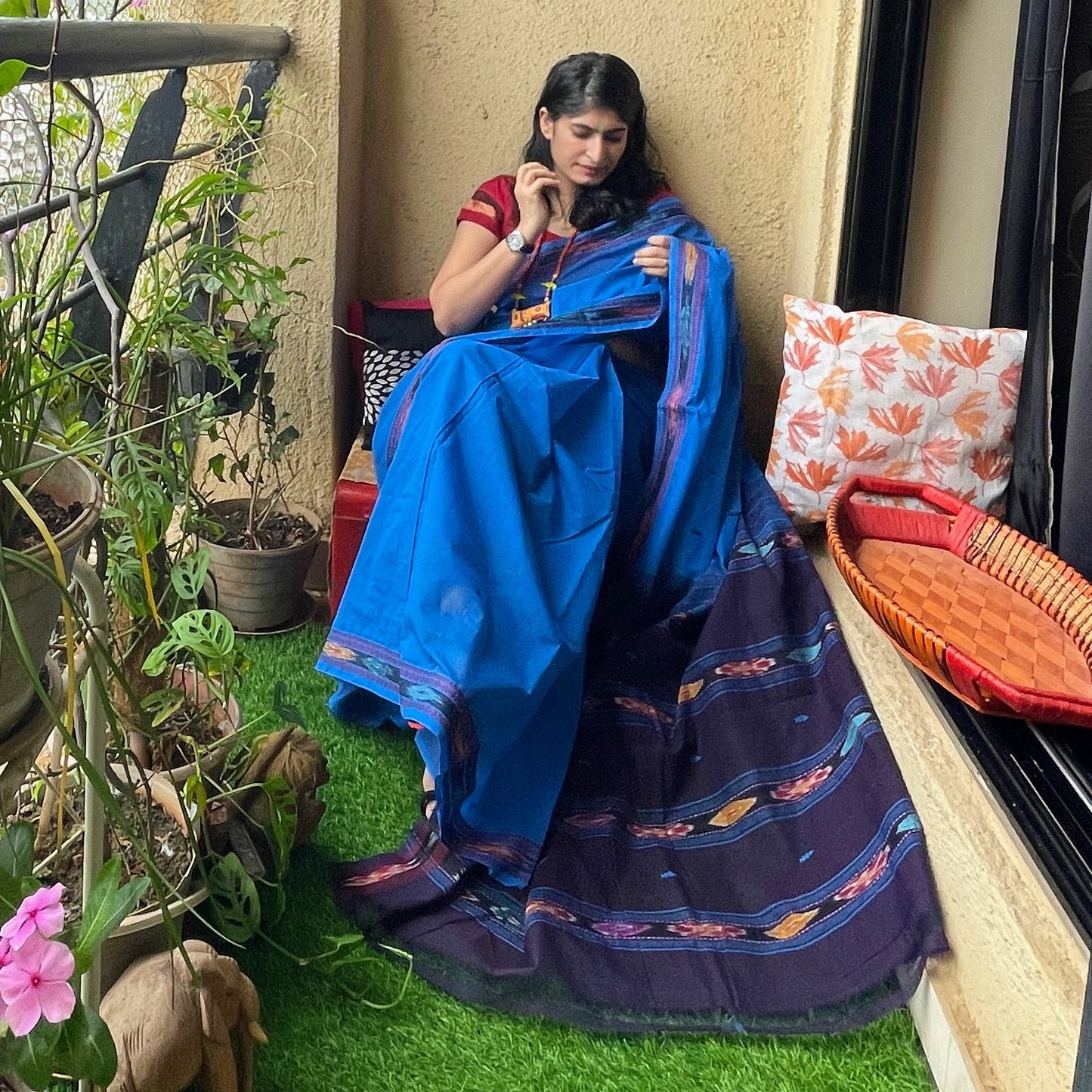 Blue ikat cotton