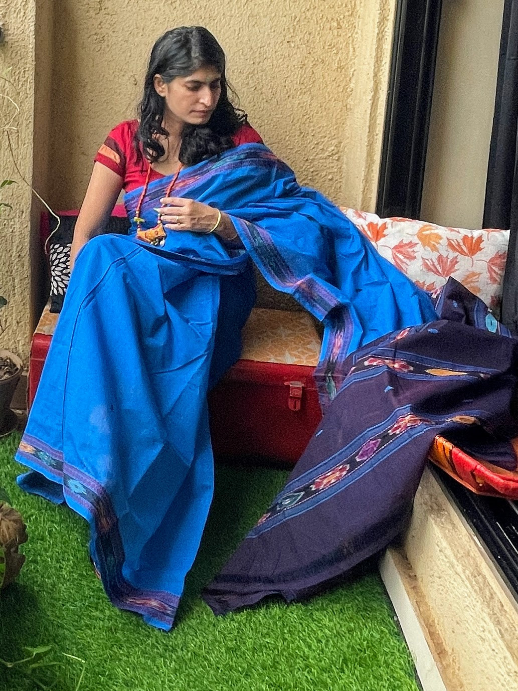 Blue ikat cotton