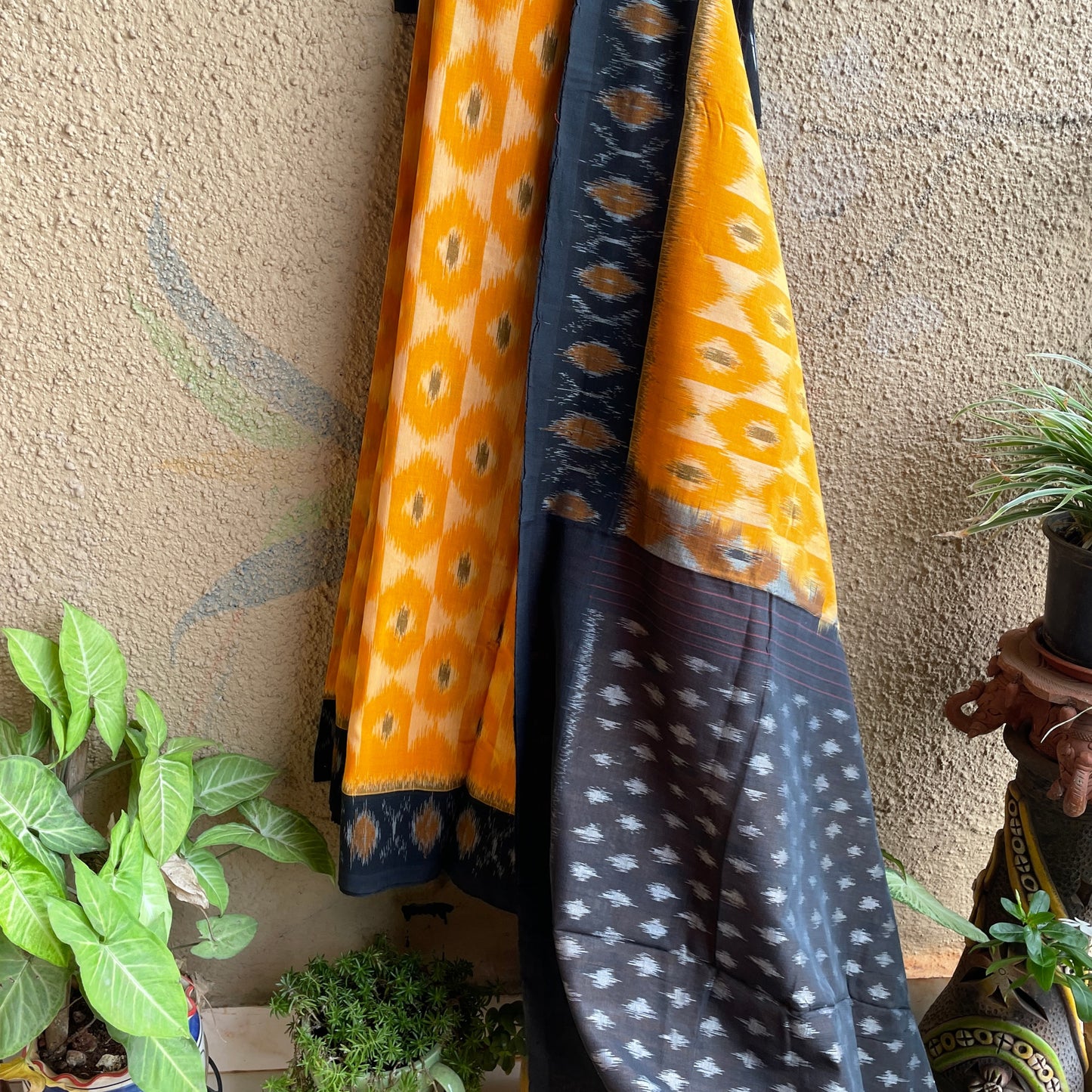 yellow Pochampally Ikat cotton