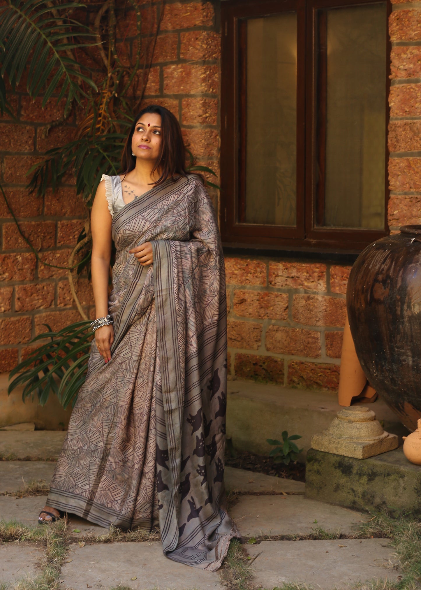 Bird Mulberry Silk Saree