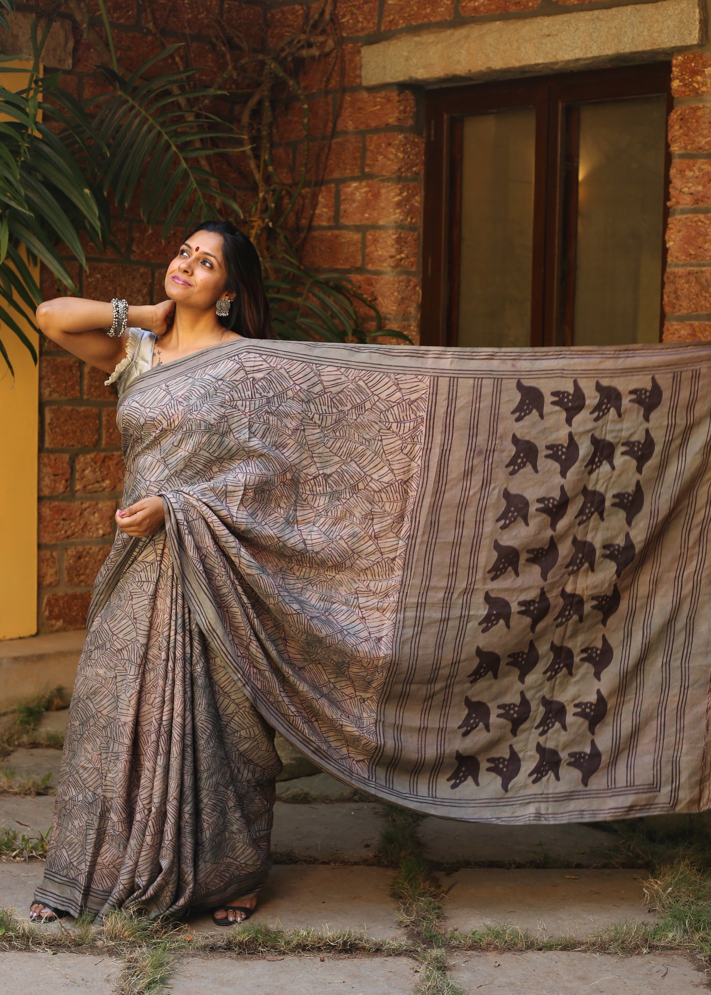 Bird Mulberry Silk Saree