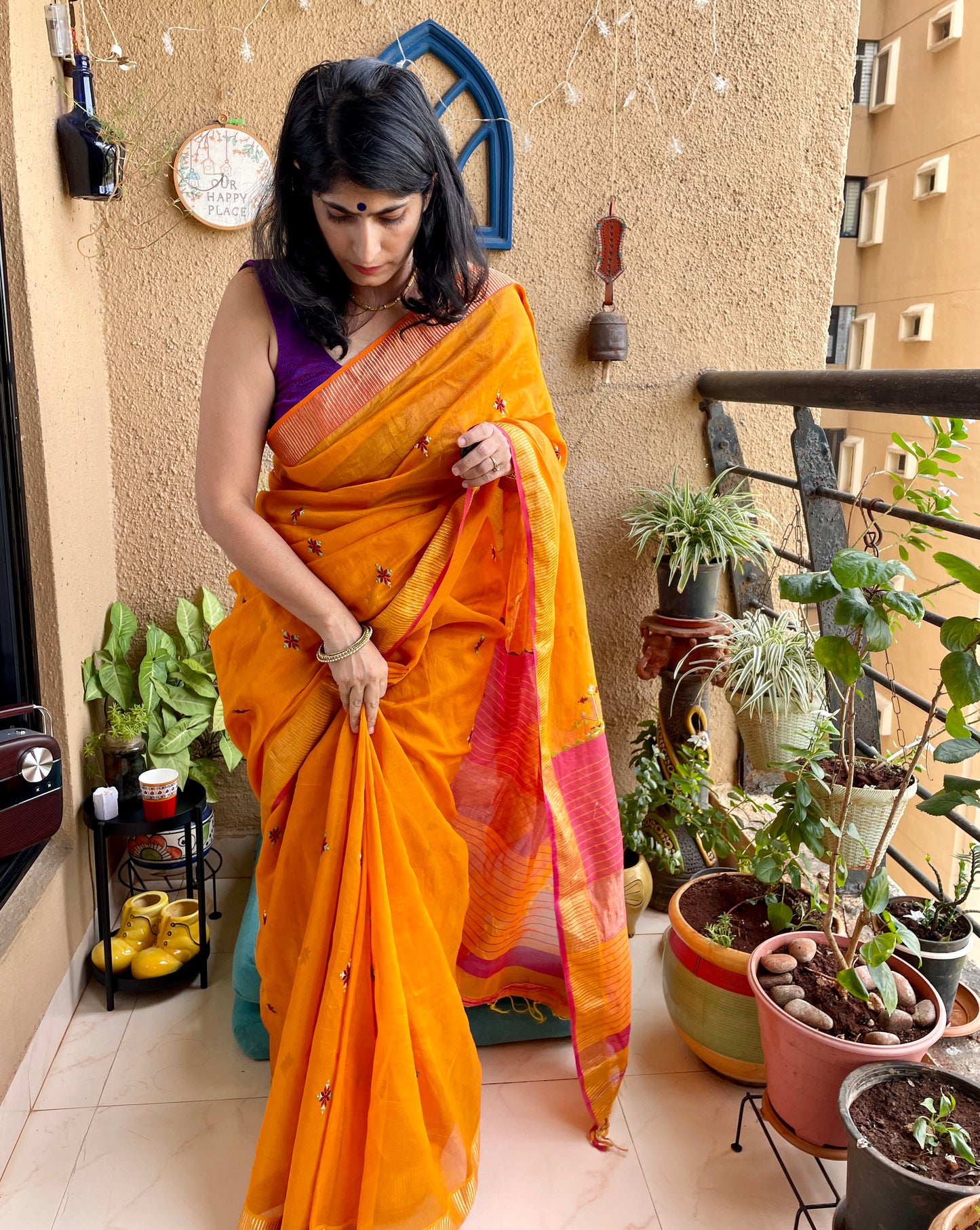 Soof Embroidery Maheshwari saree