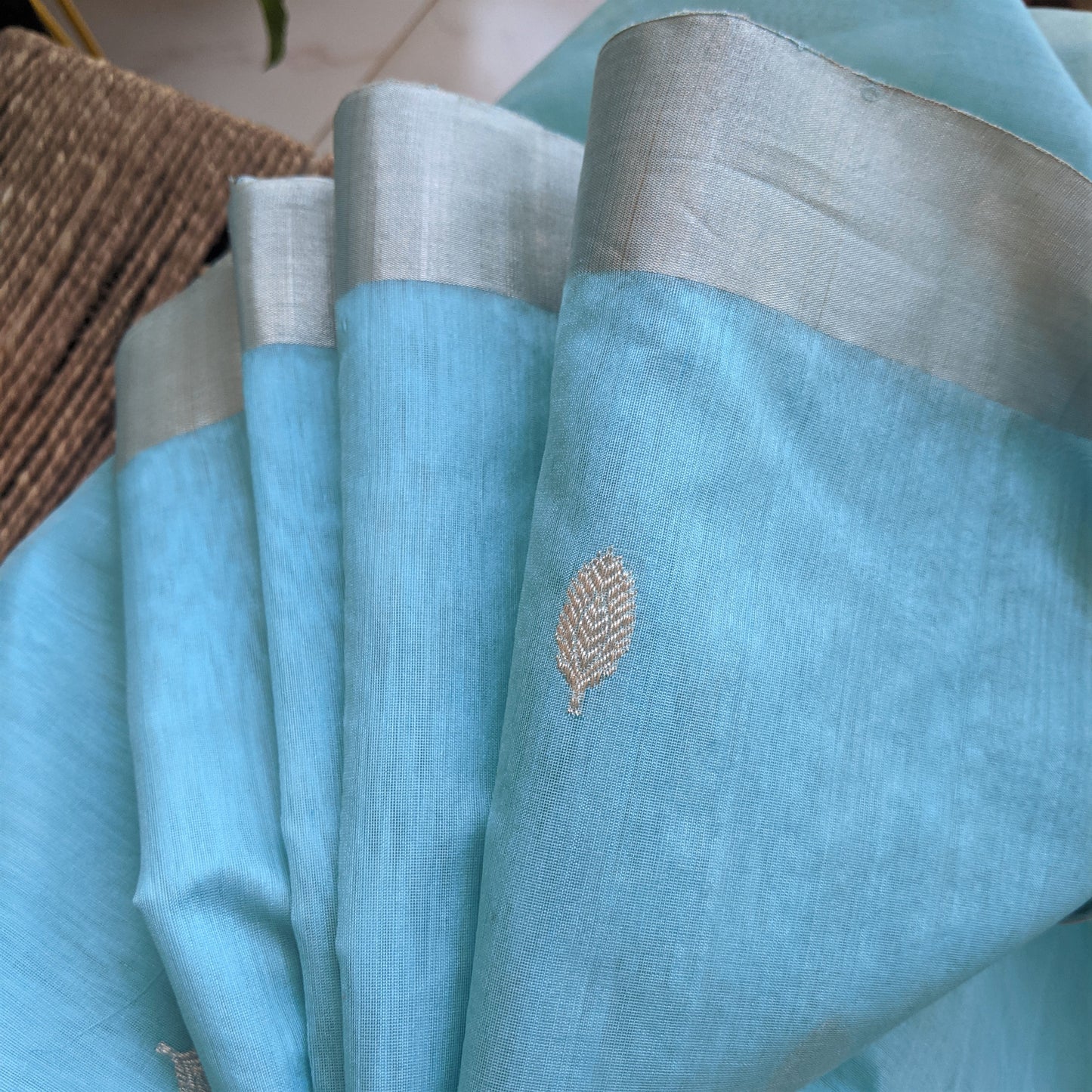 light blue Chanderi Saree