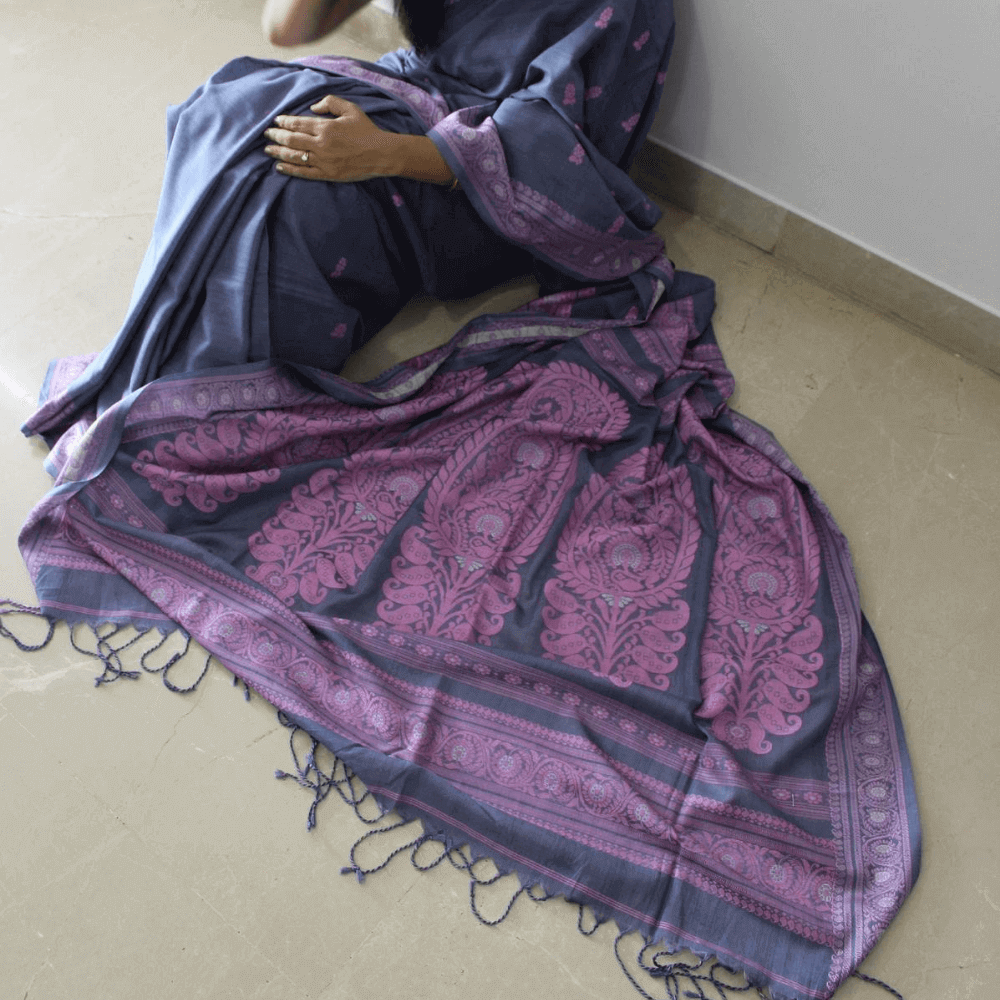 Grey Cotton Baluchari