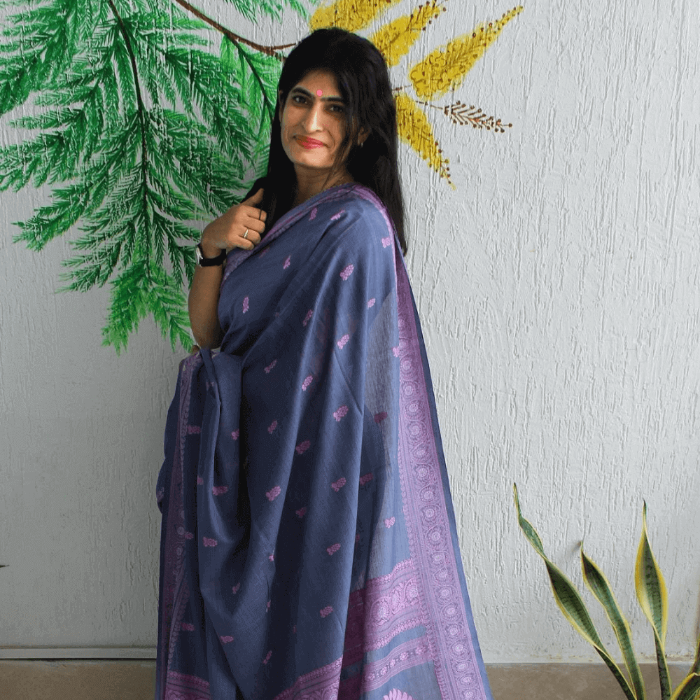 Grey Cotton Baluchari