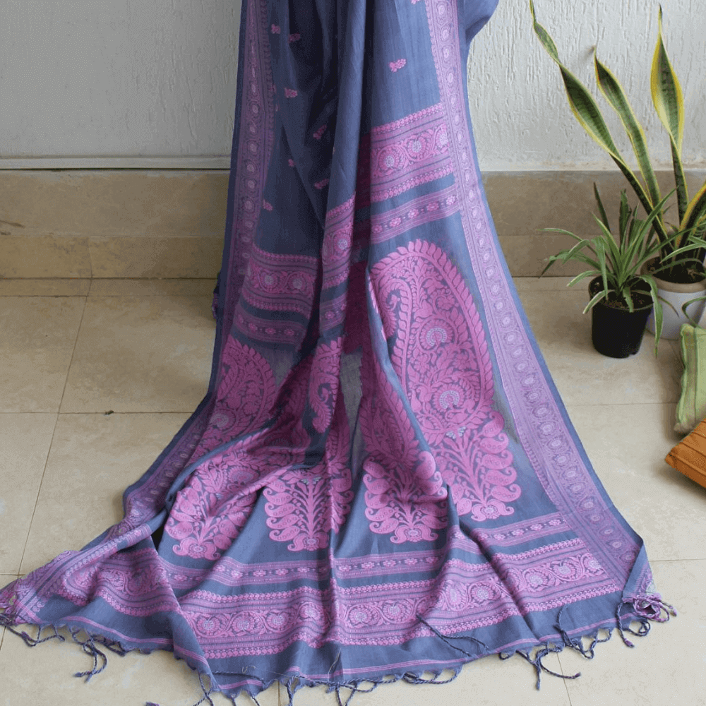 Grey Cotton Baluchari