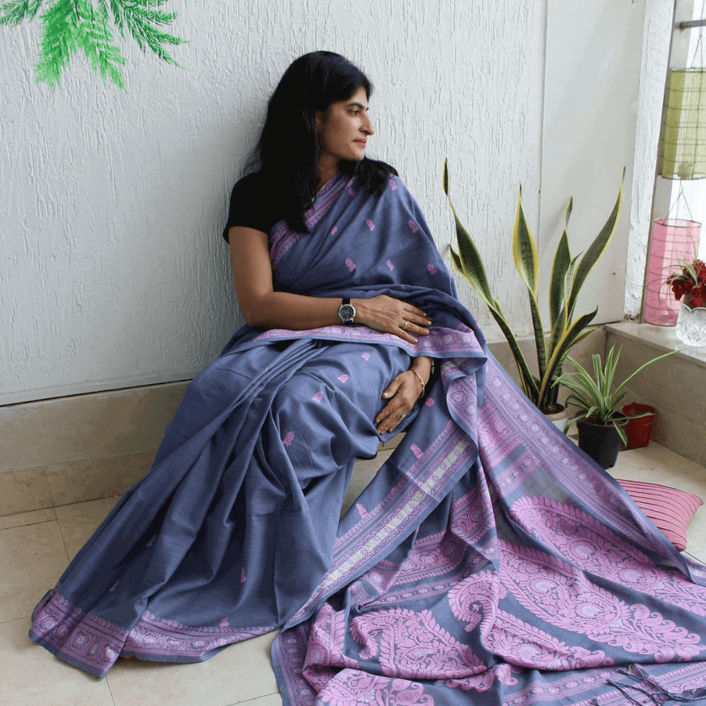 Grey Cotton Baluchari