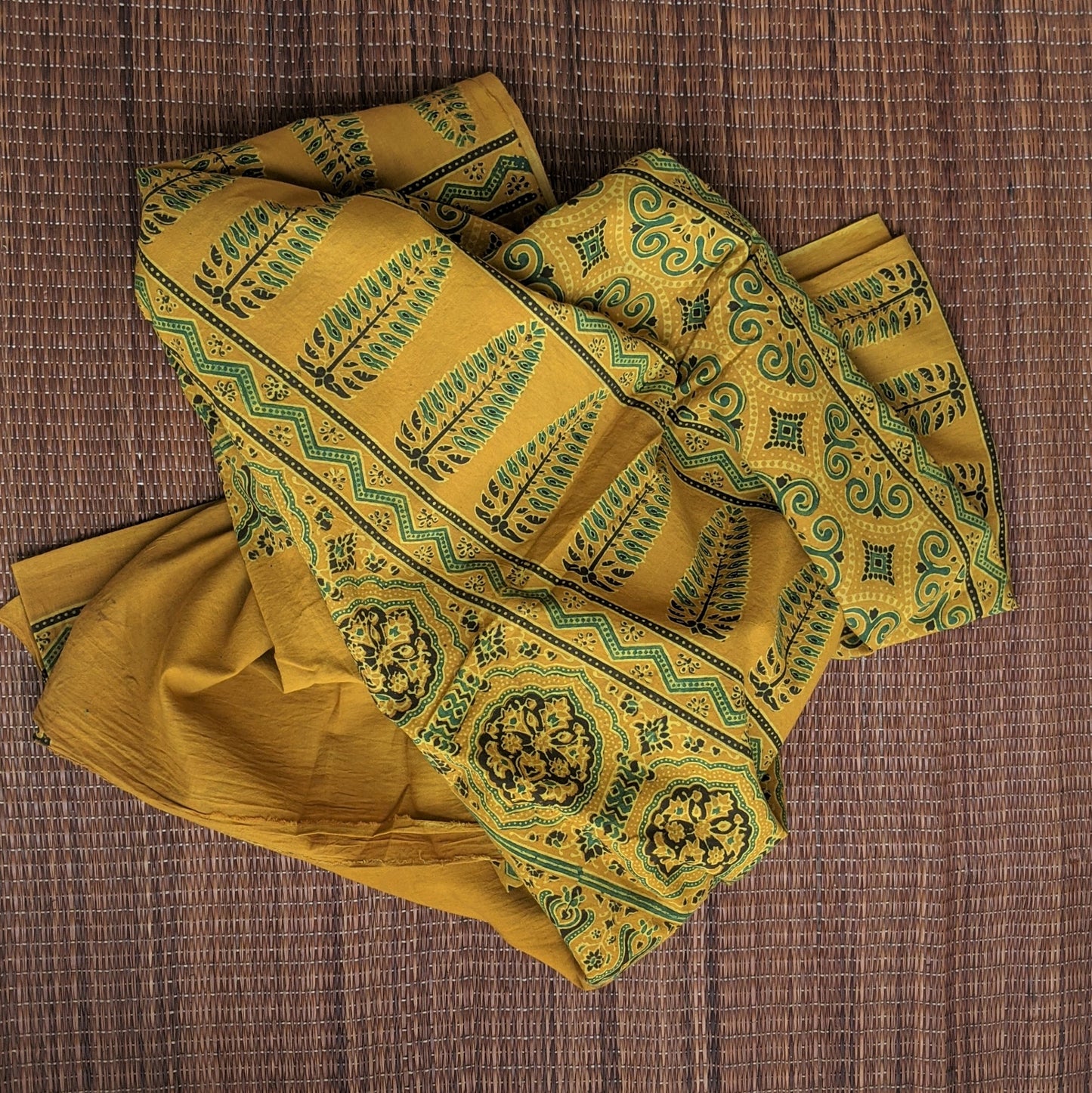 Yellow silk Ajrakh