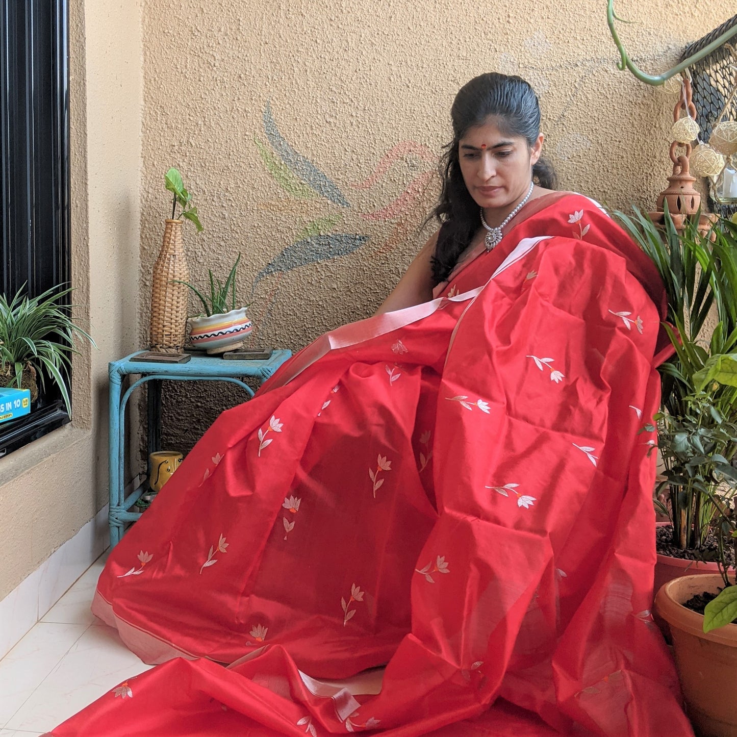 Red Chanderi Silk