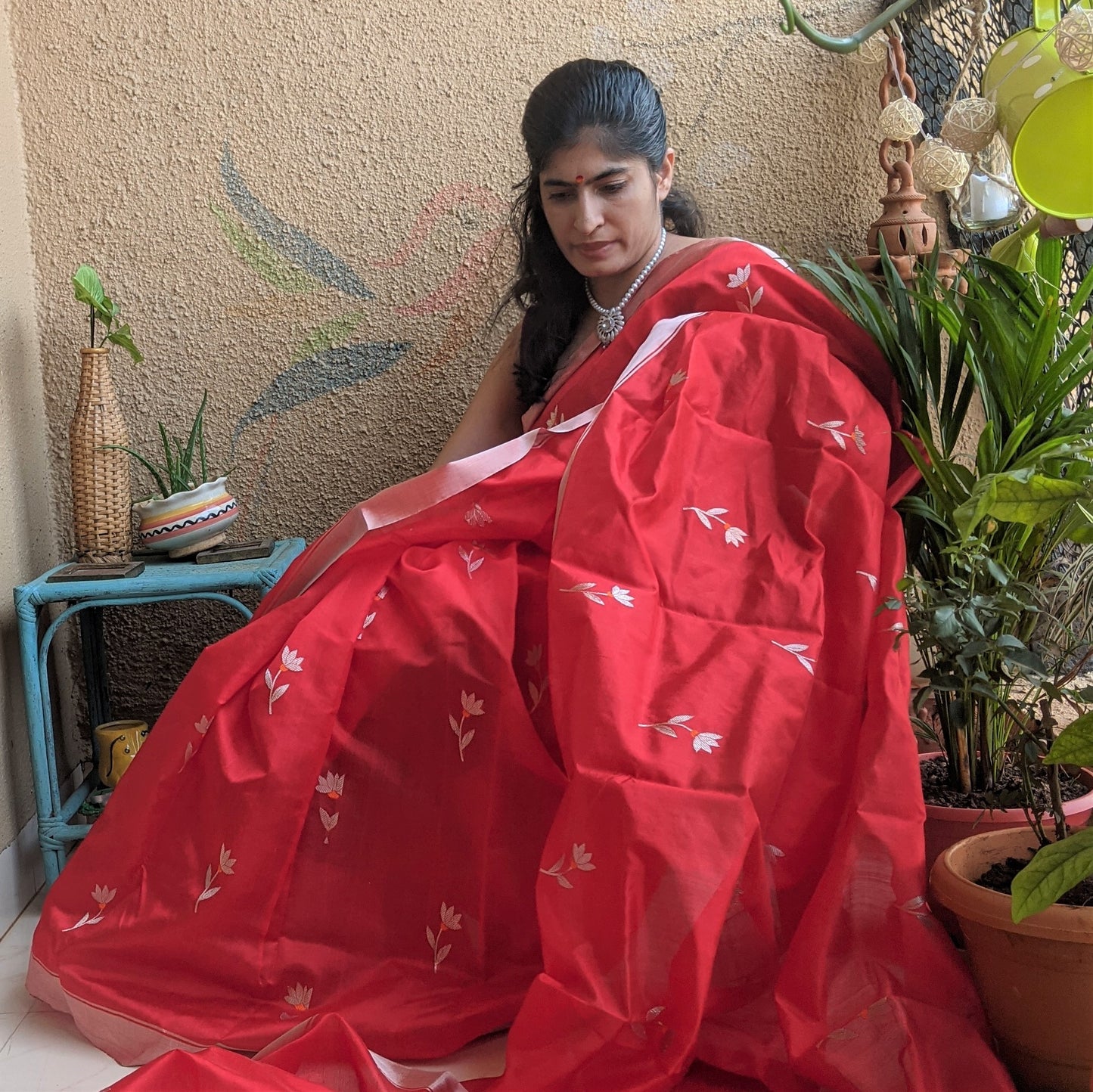 Red Chanderi Silk