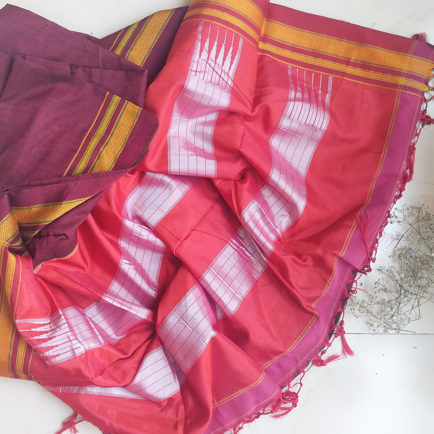 Maroon cotton Ilkal
