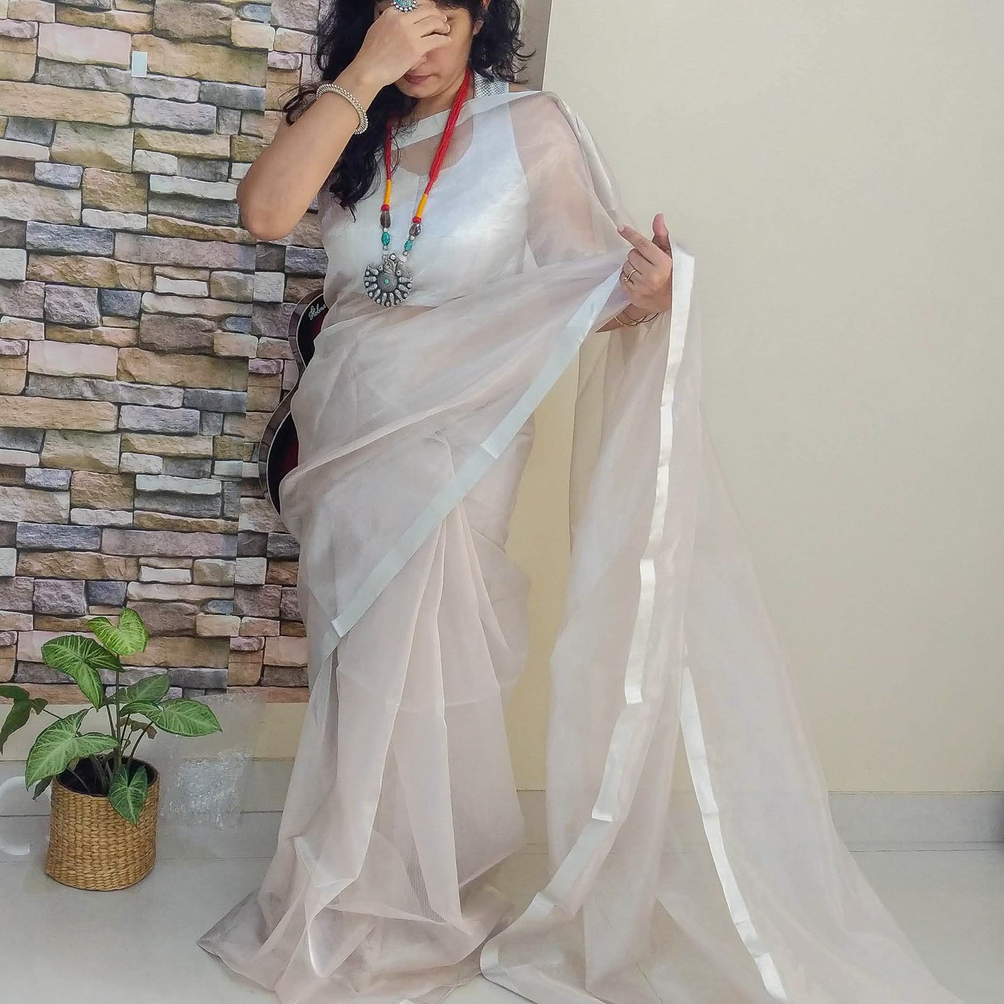 Nude Pink Maheshwari Tissue