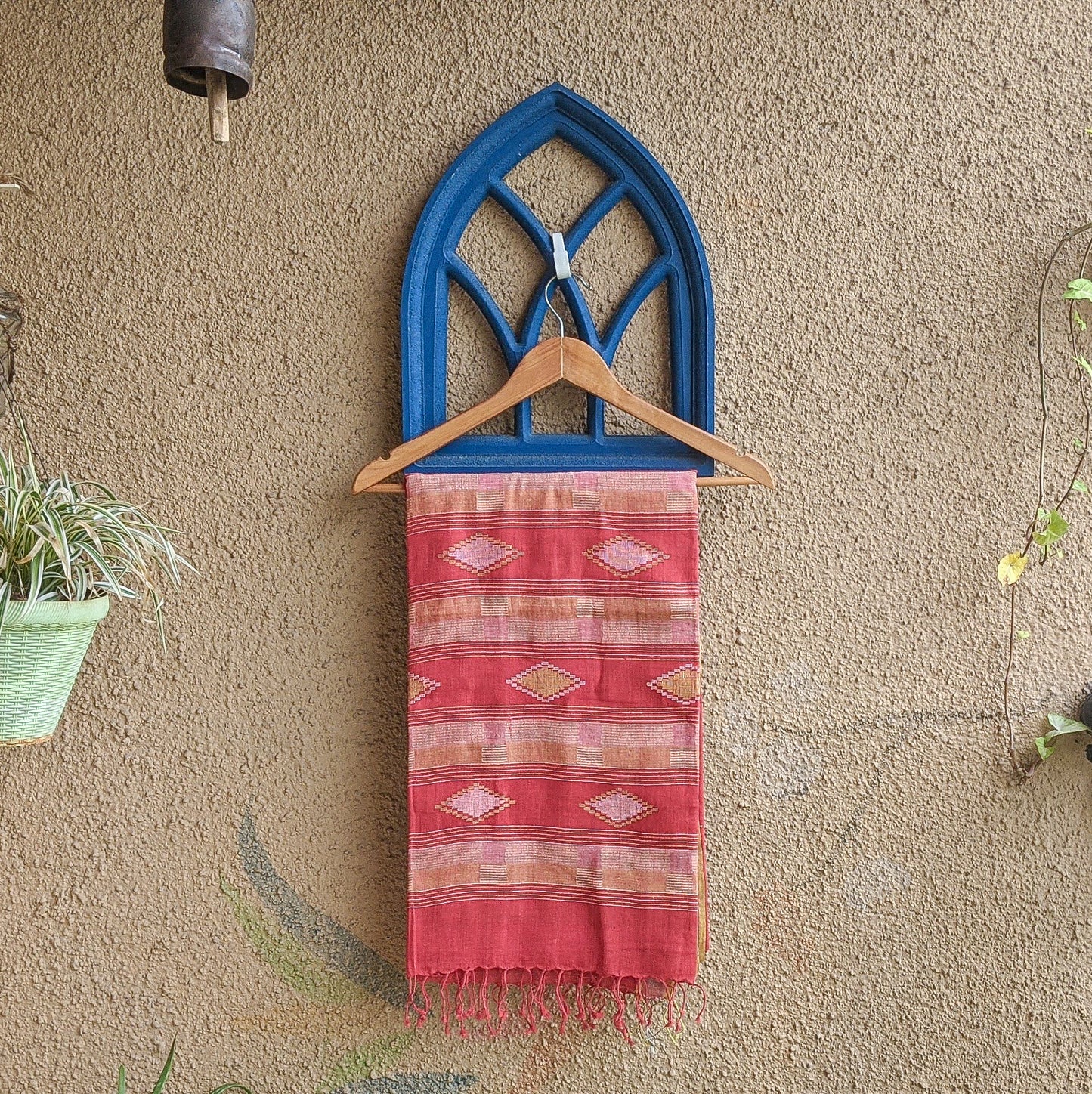 red cotton Jamdani