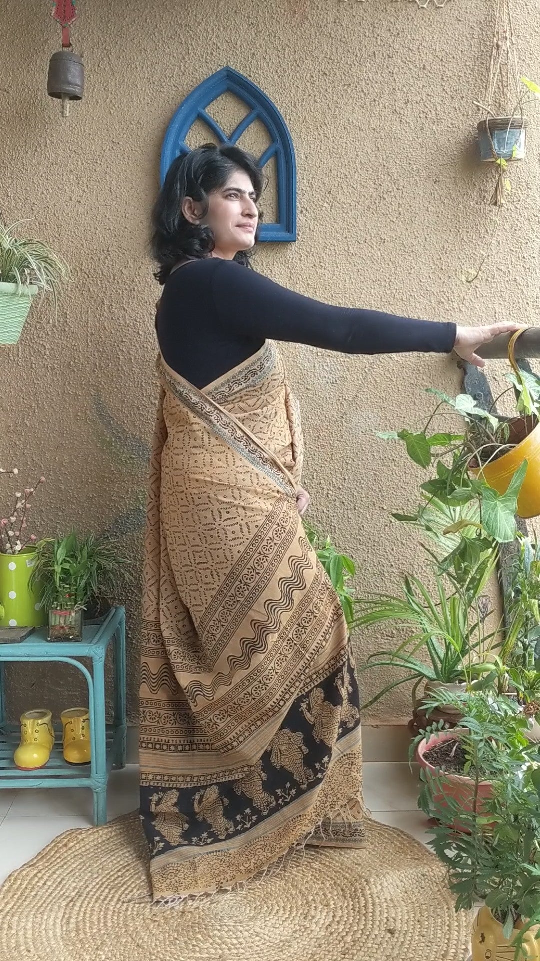 yellow cotton Kalamkari