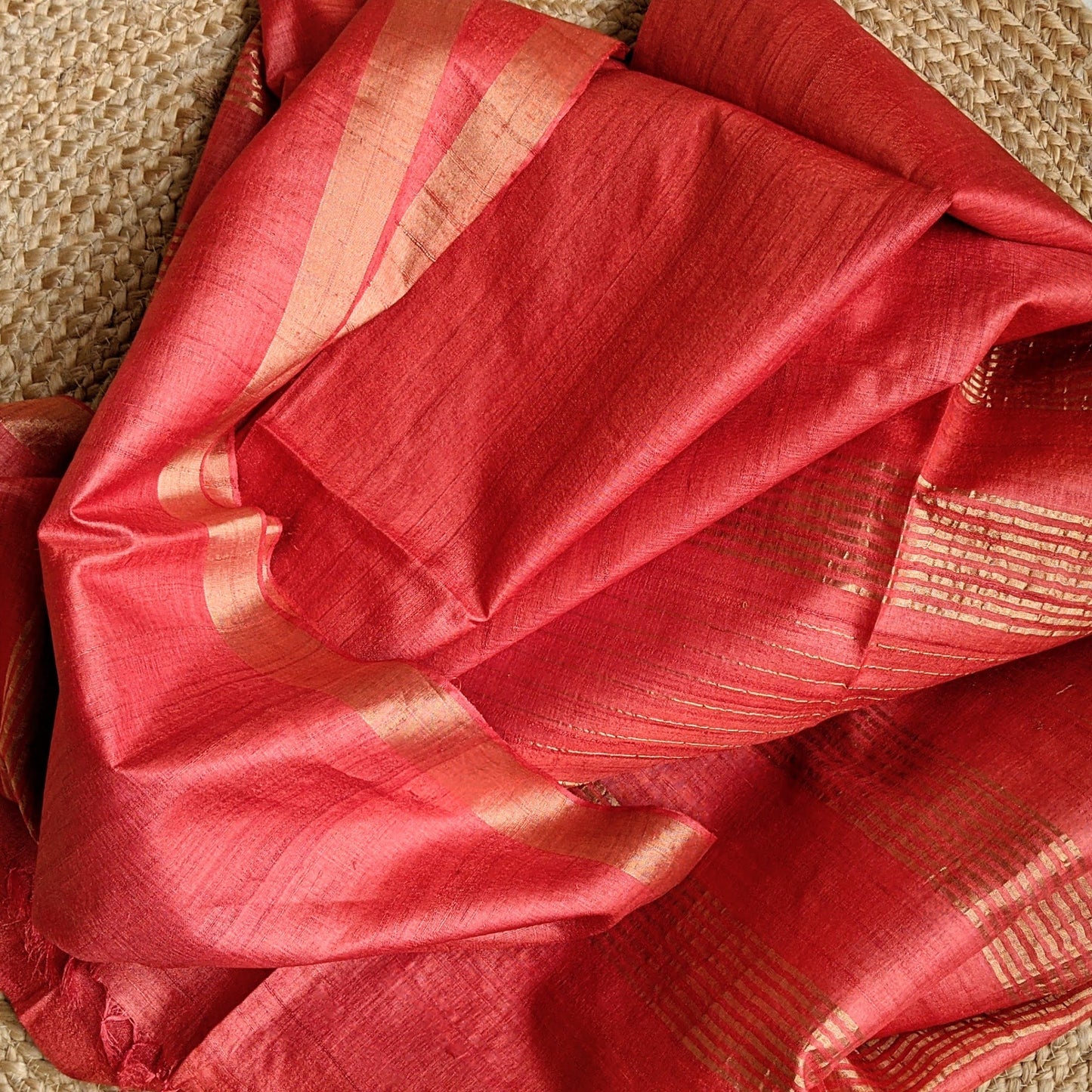 Coral red Kosa silk