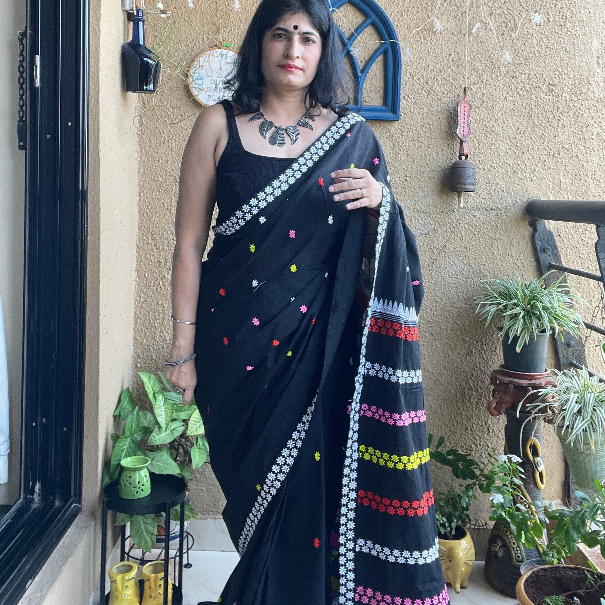 Black Assam Cotton Saree