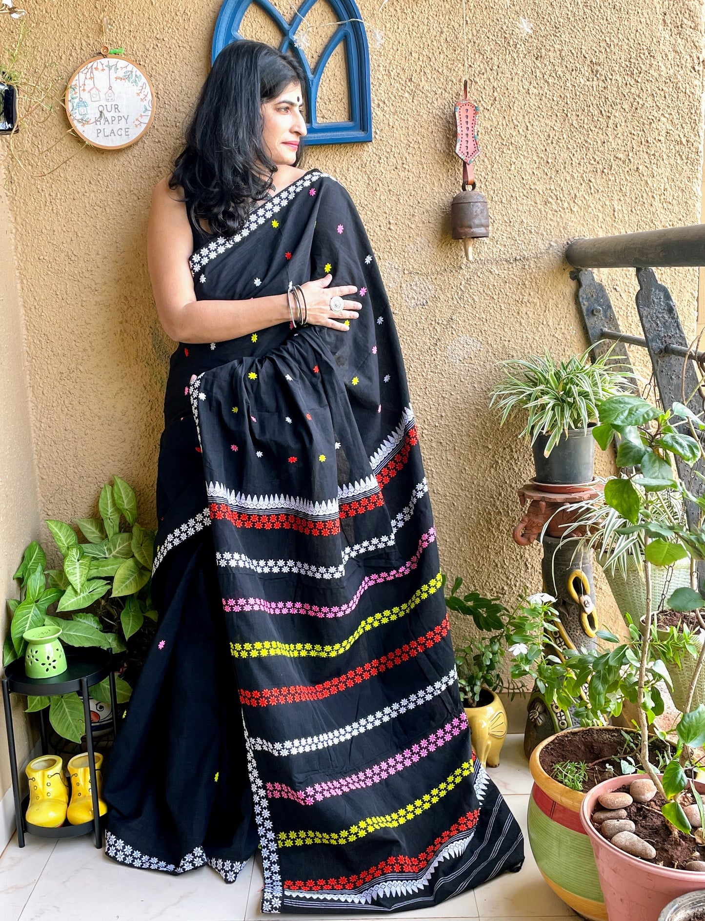 Black Assam Cotton Saree