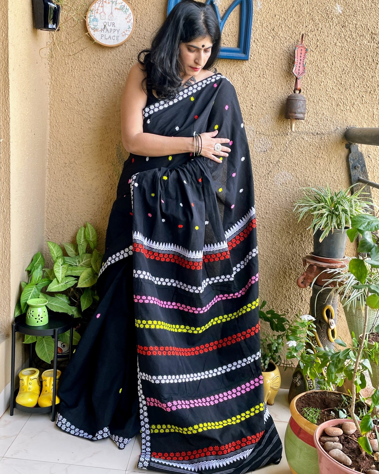 Black Assam Cotton Saree