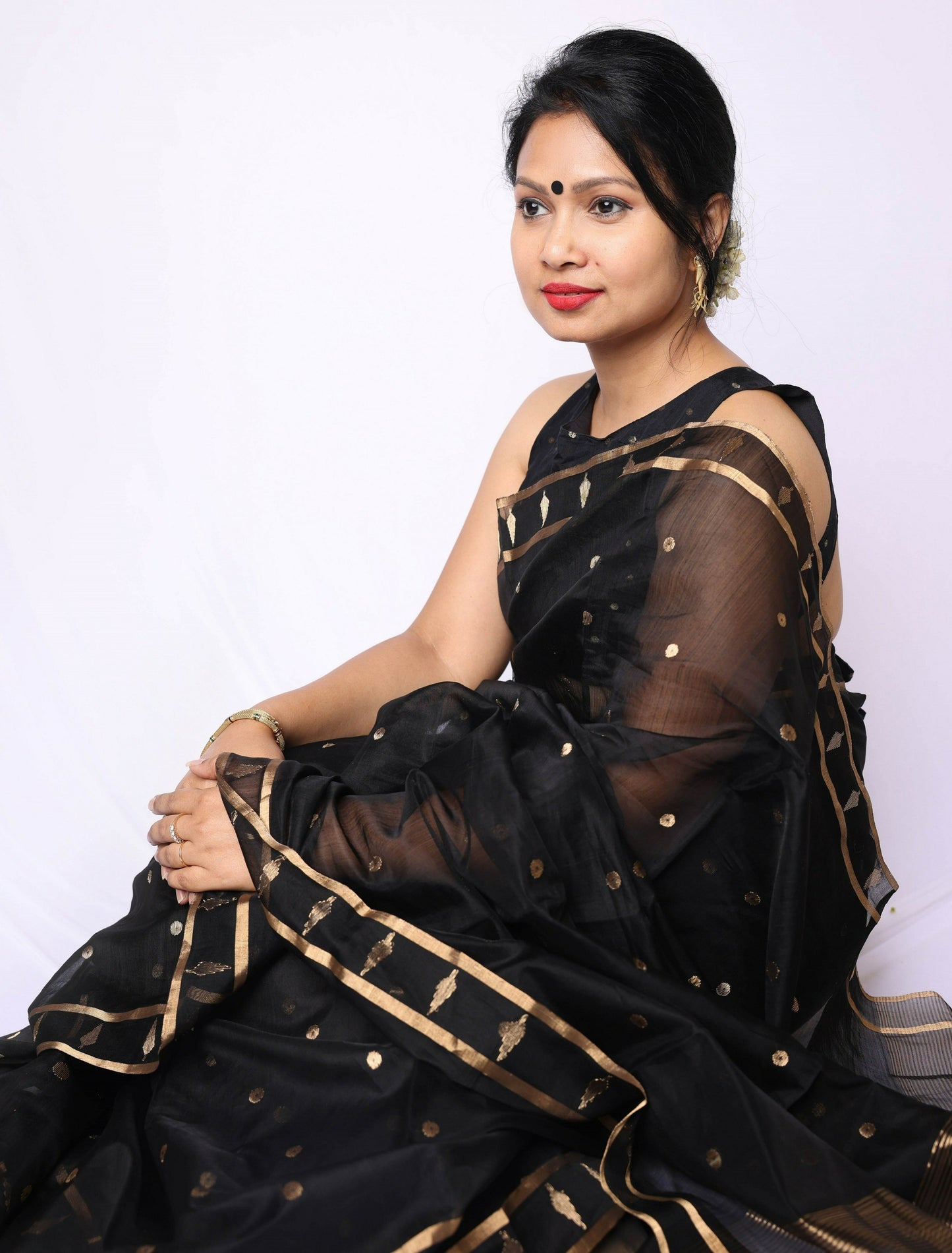 black cotton silk chanderi