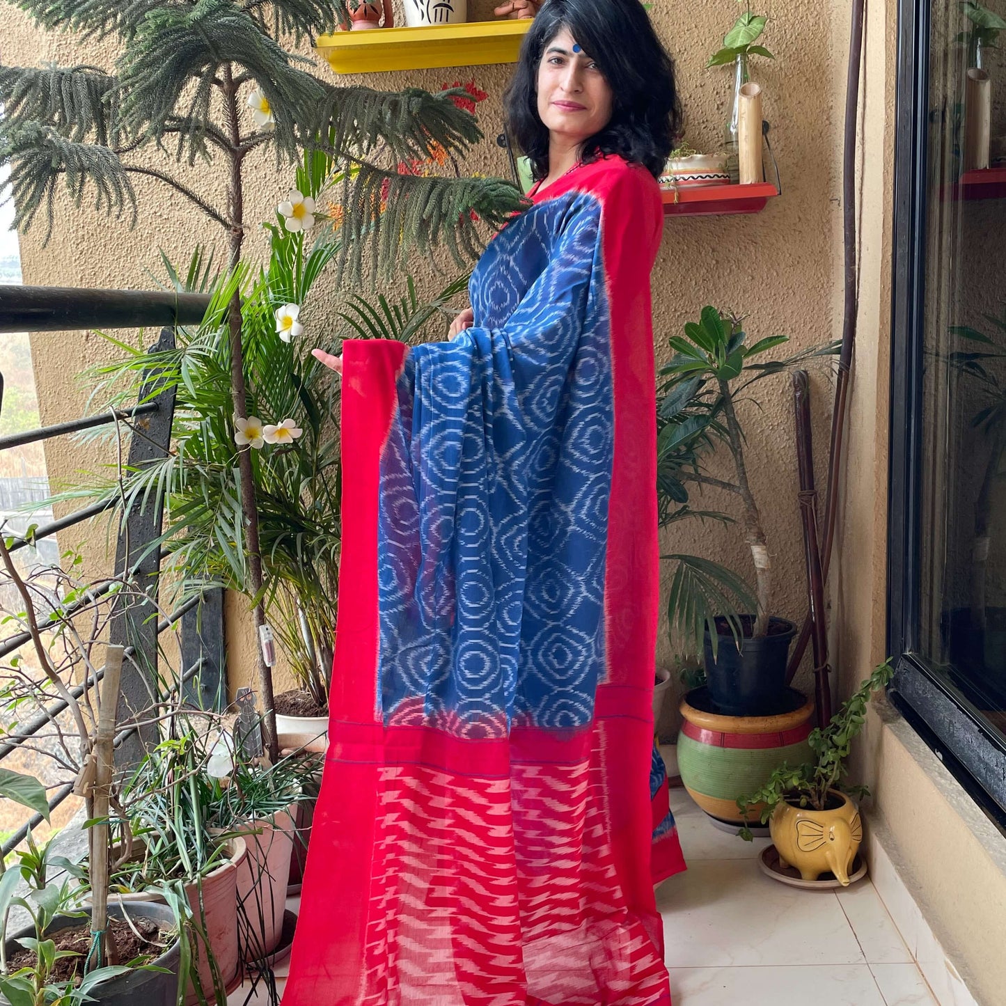 Blue Pochampally Ikkat cotton Saree