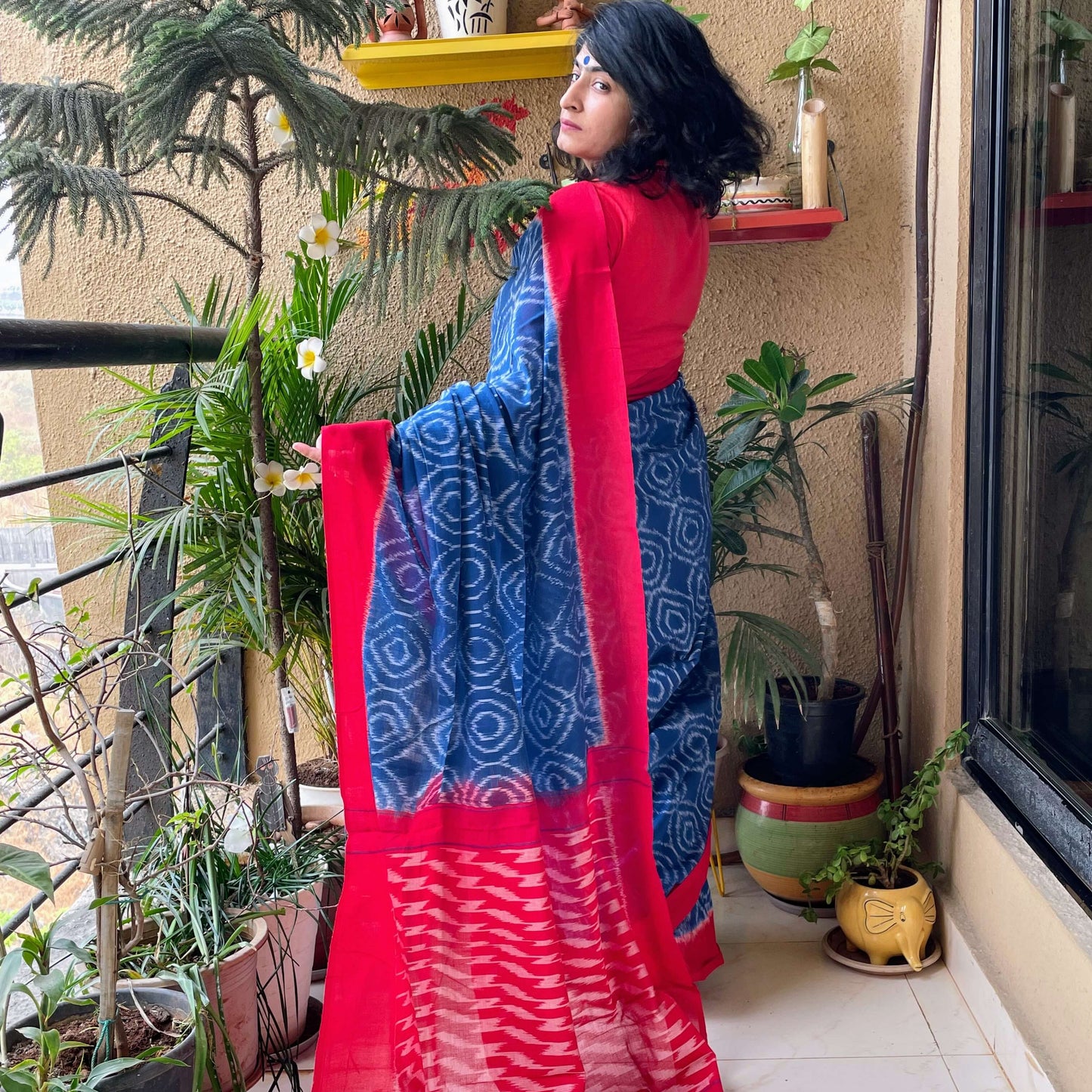 Blue Pochampally Ikkat cotton Saree