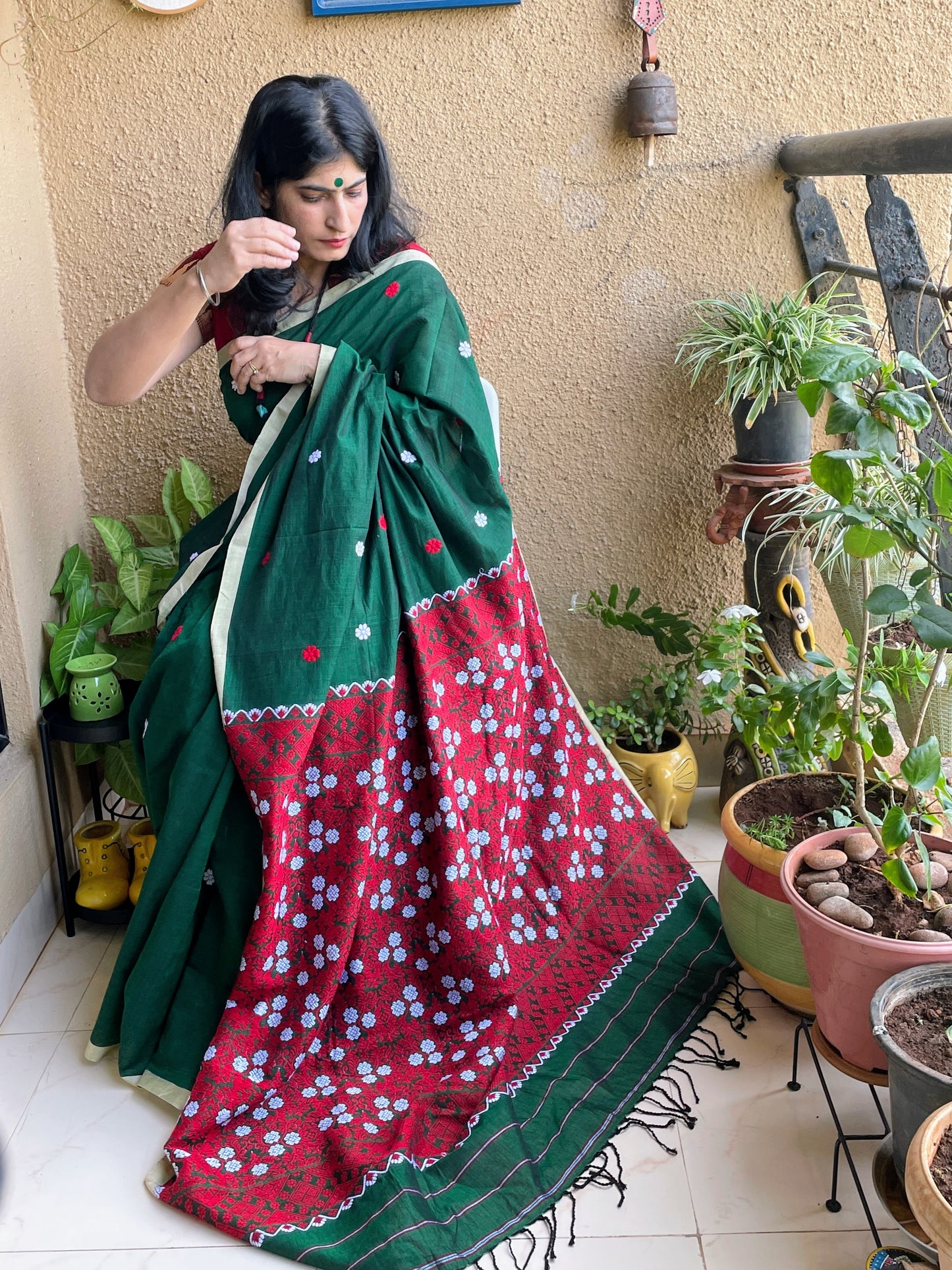 Green Assam Cotton Saree