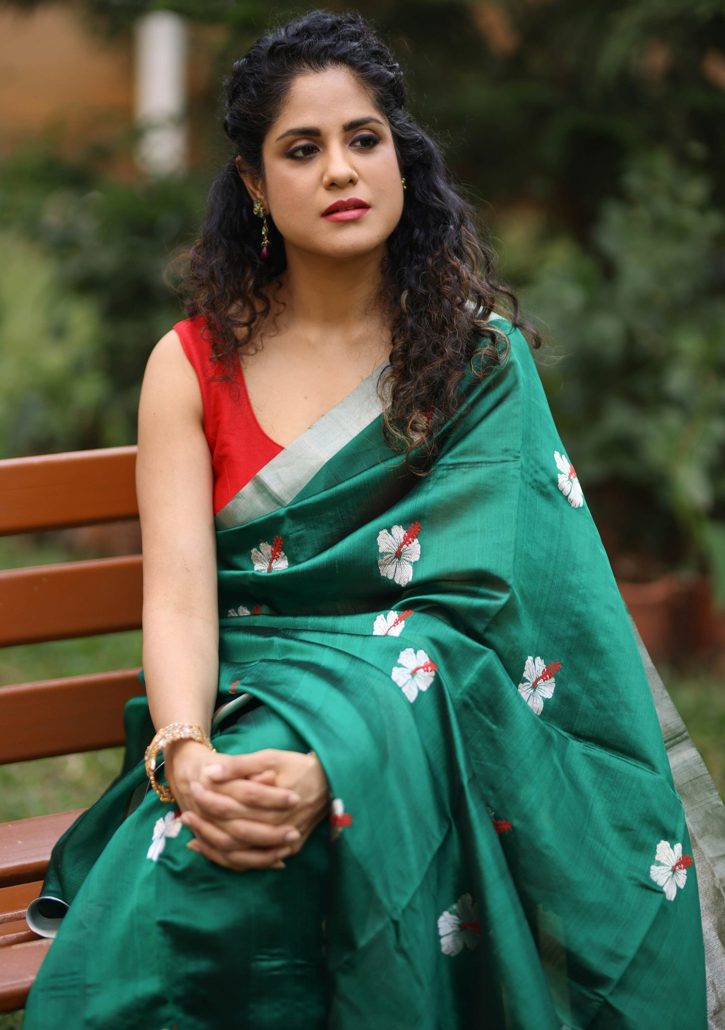 Green Chanderi Silk Saree