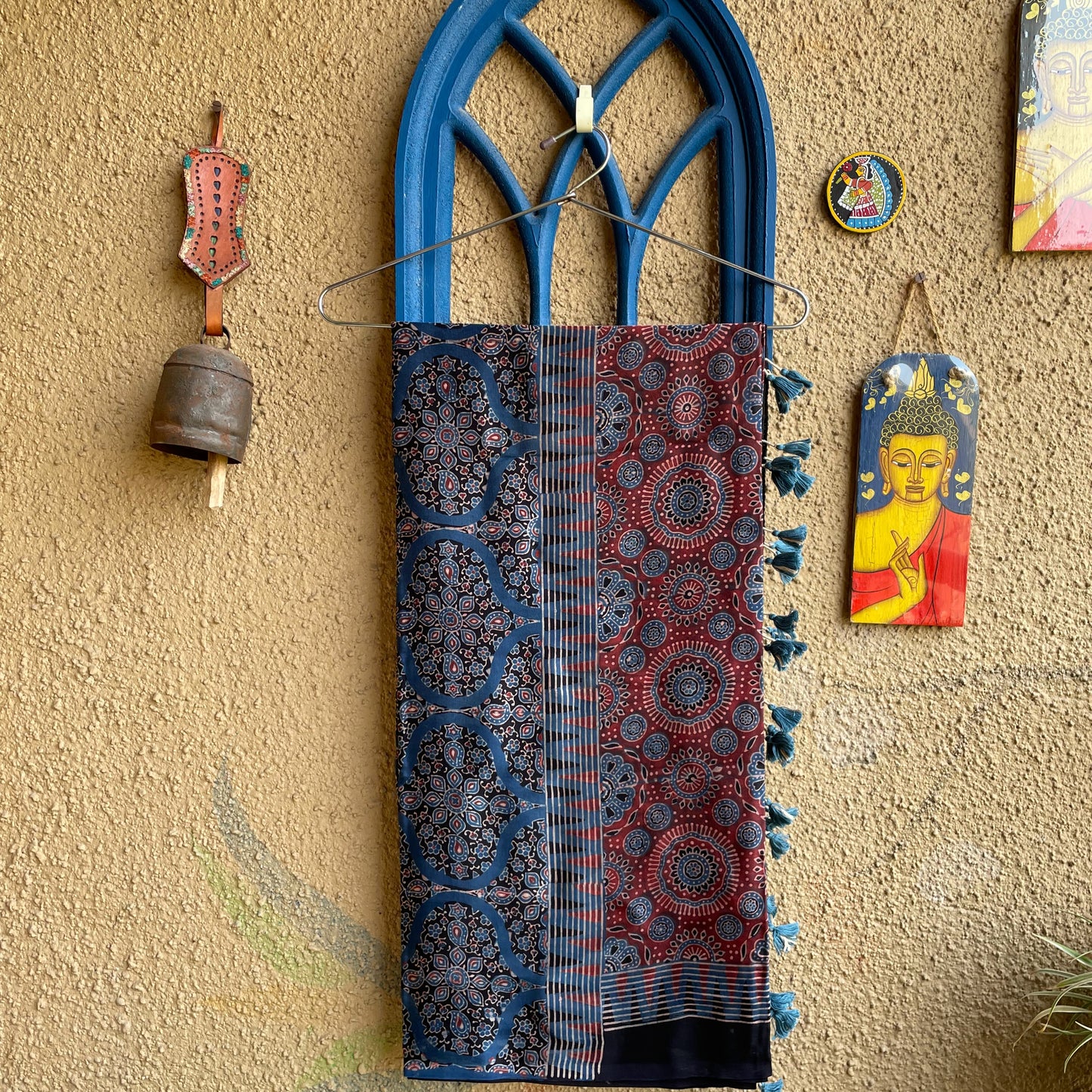 Indigo Ajrakh silk dupatta