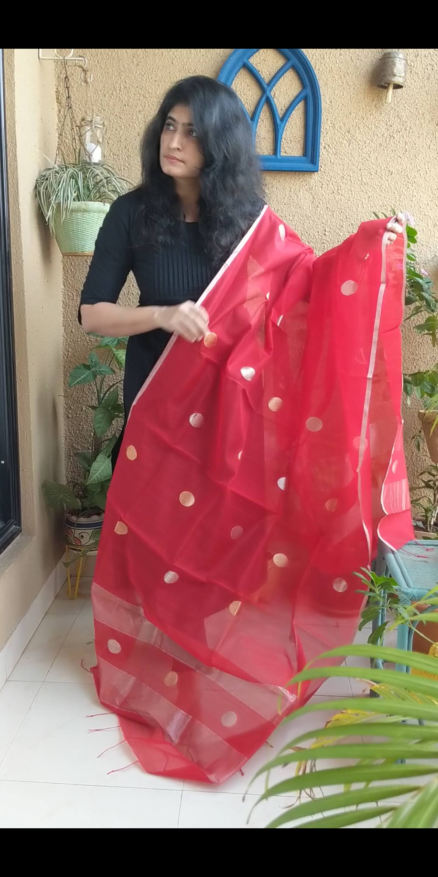 Red Chanderi Dupatta