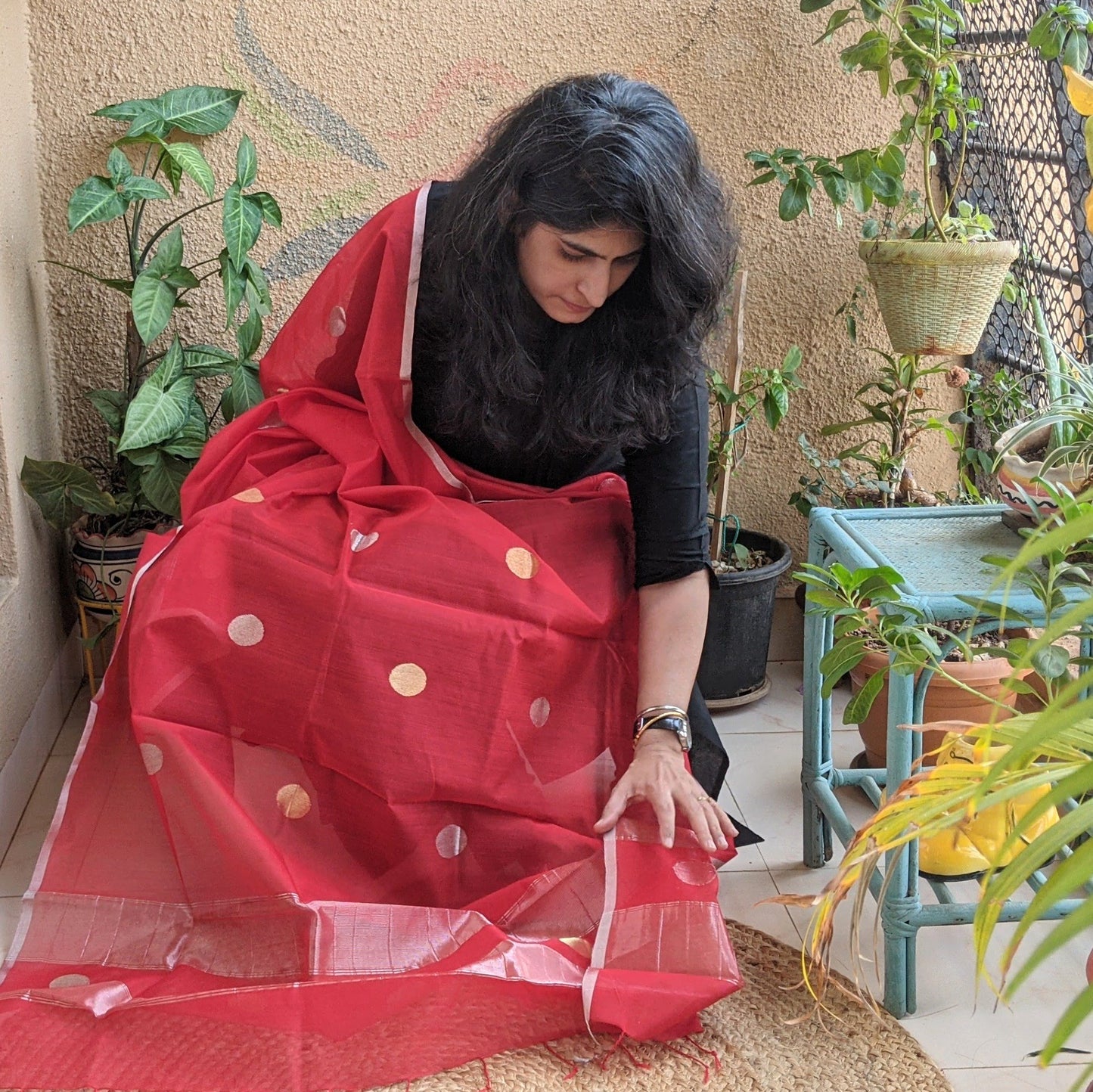 Red Chanderi Dupatta