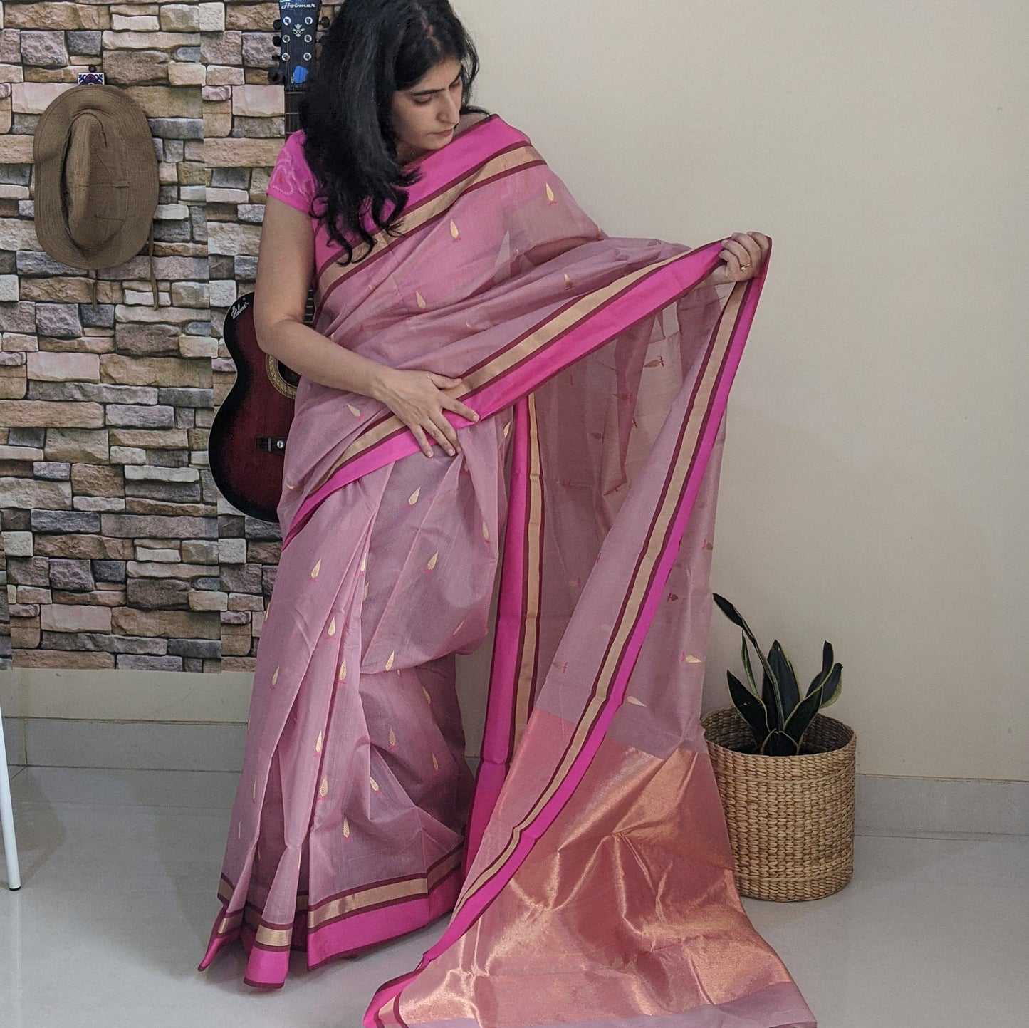 Lilac Chanderi Silk cotton