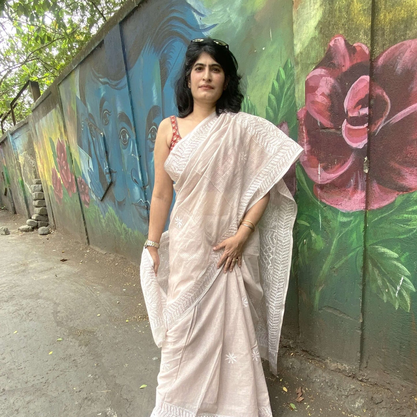 light pink kota chikankari