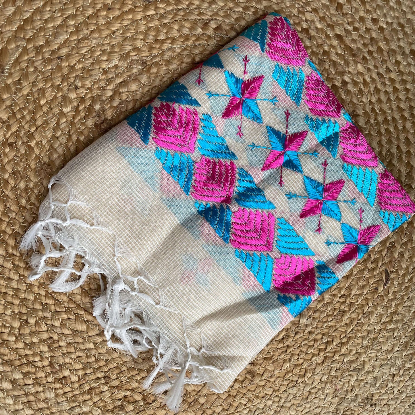 pinkblue -phulkari-dupatta