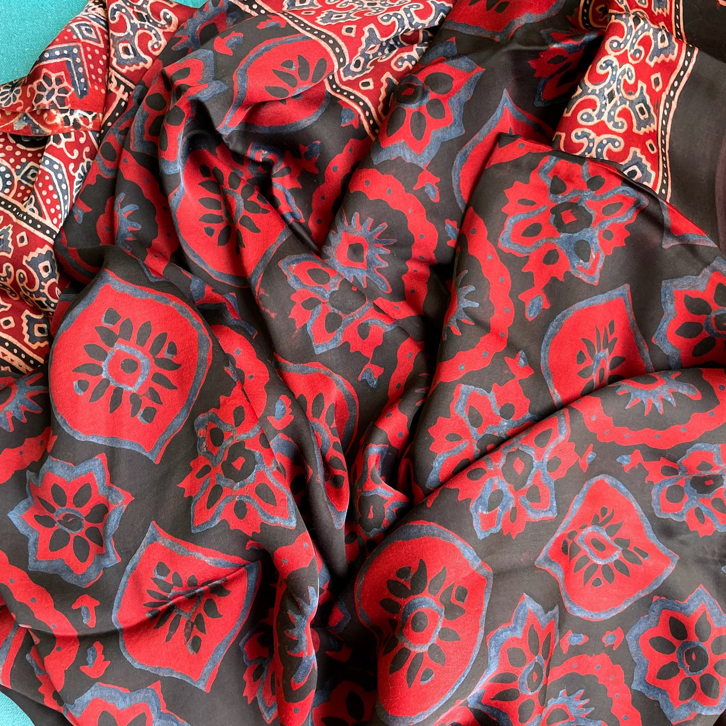 rust silk ajrakh dupatta 