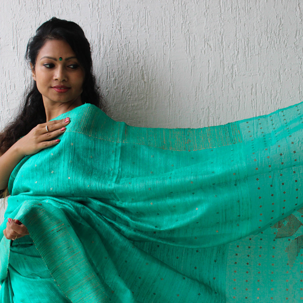 Green Silk Jamdani