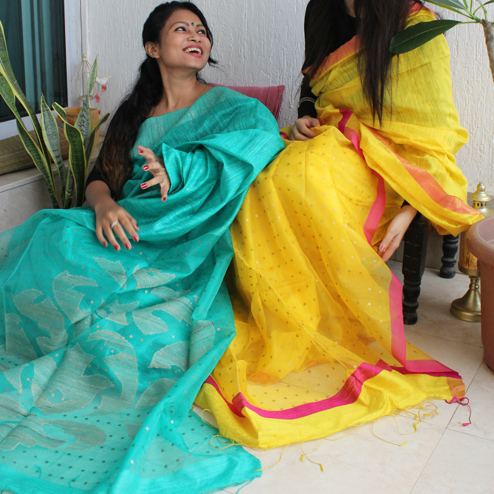 Green Silk Jamdani