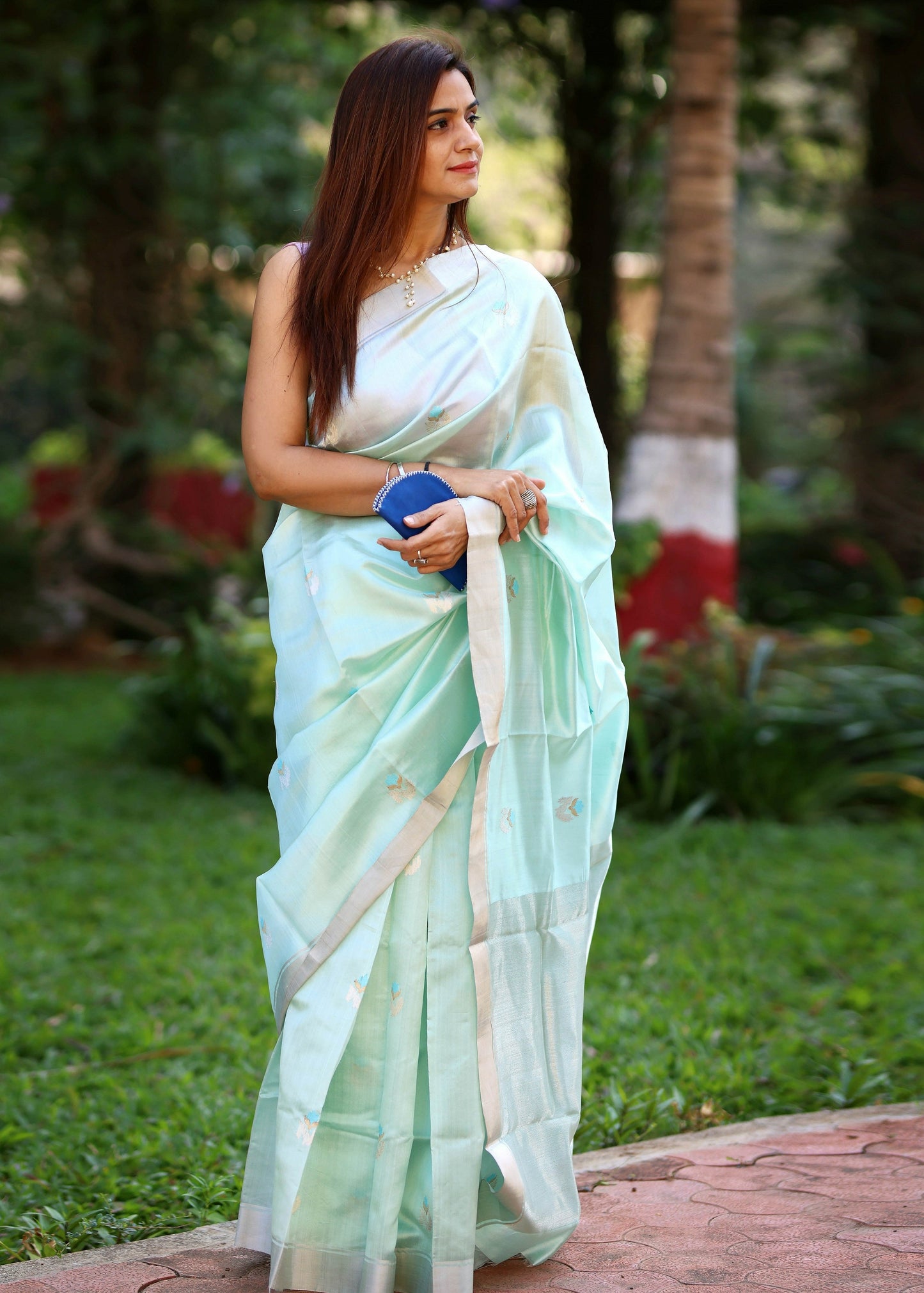 Sage Green Chanderi Silk Saree