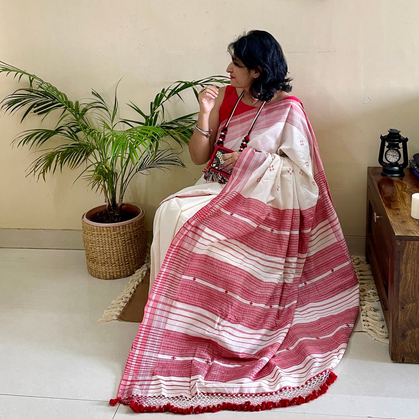 Red and White cotton Bhujodi