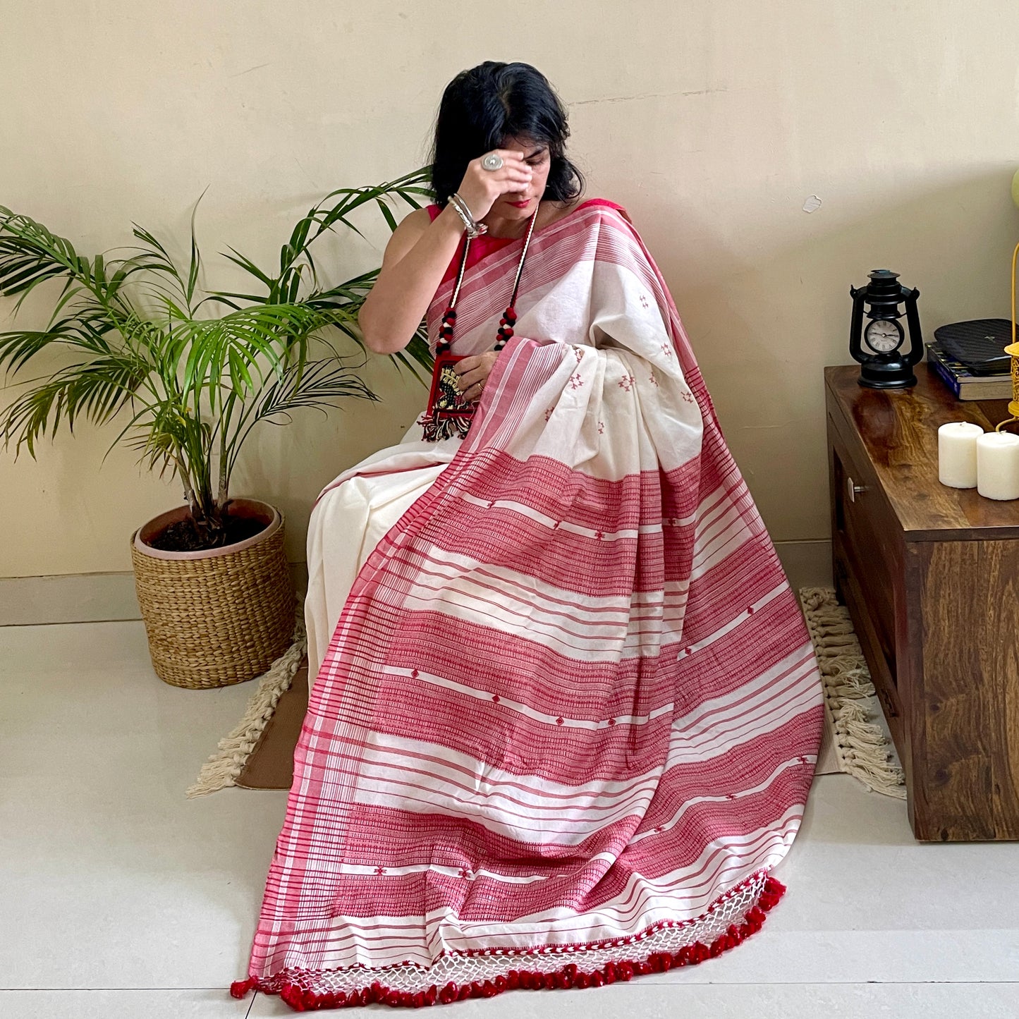 Red and White cotton Bhujodi