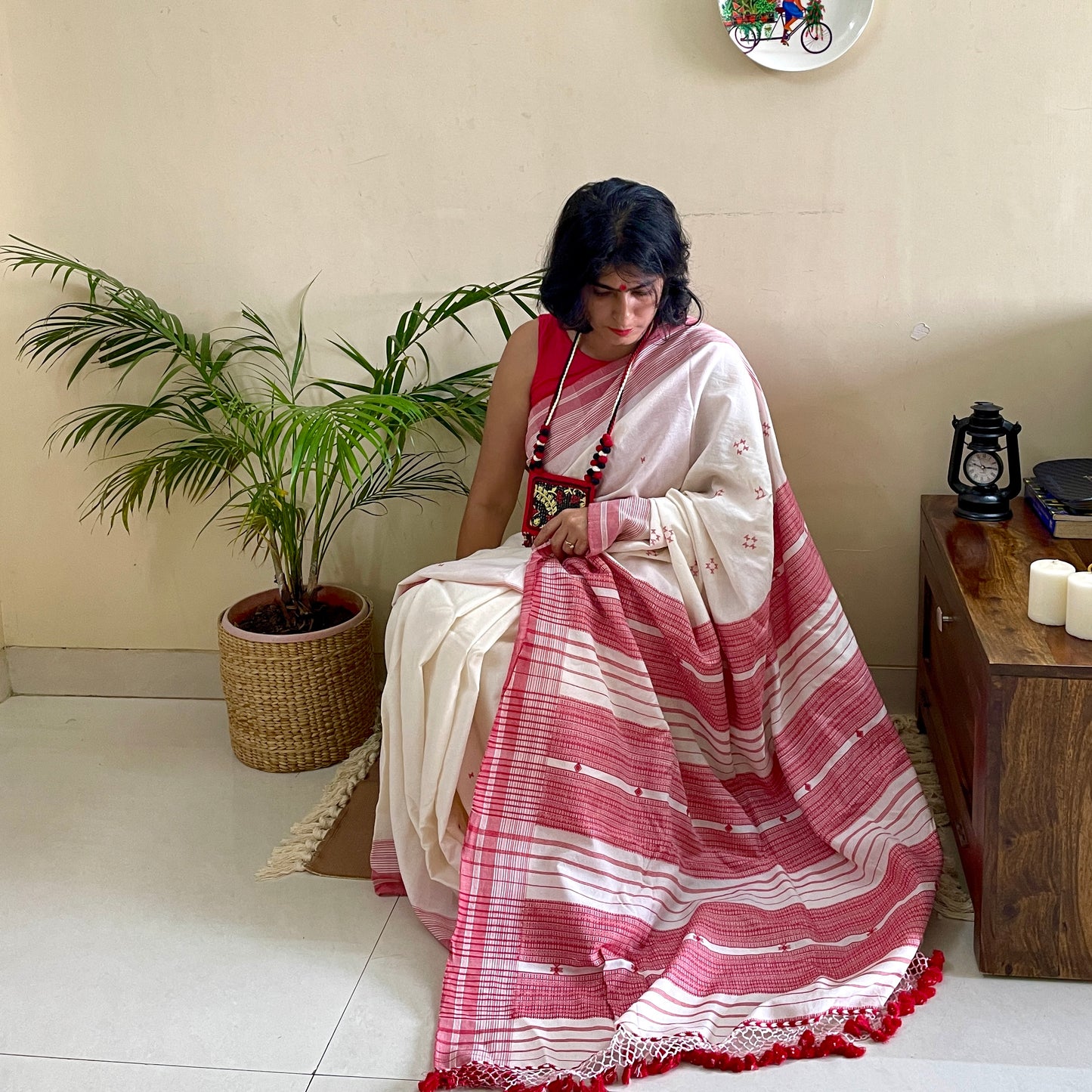 Red and White cotton Bhujodi