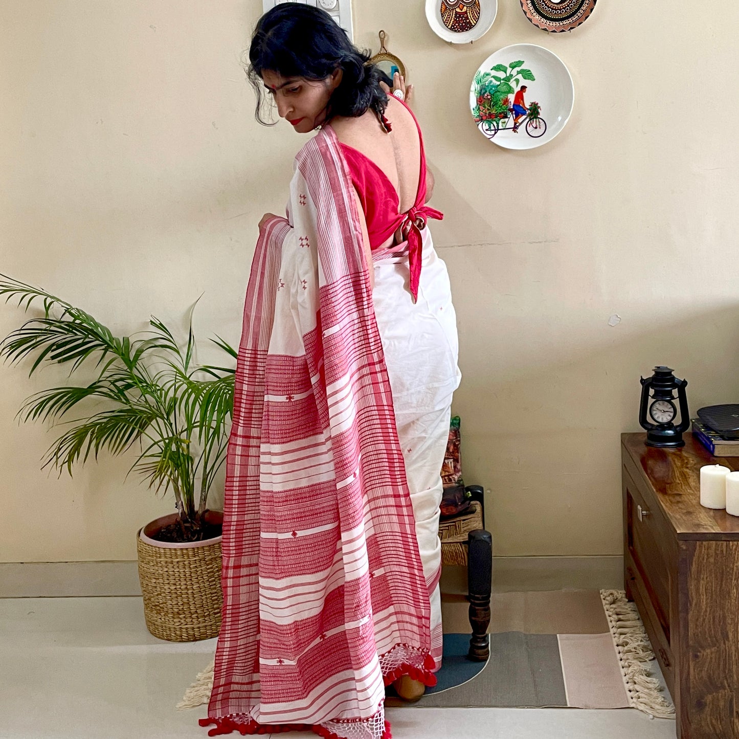 Red and White cotton Bhujodi