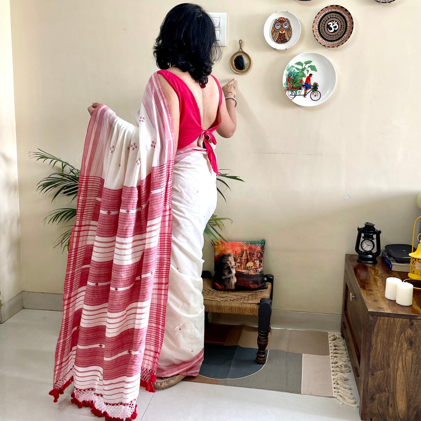 Red and White cotton Bhujodi